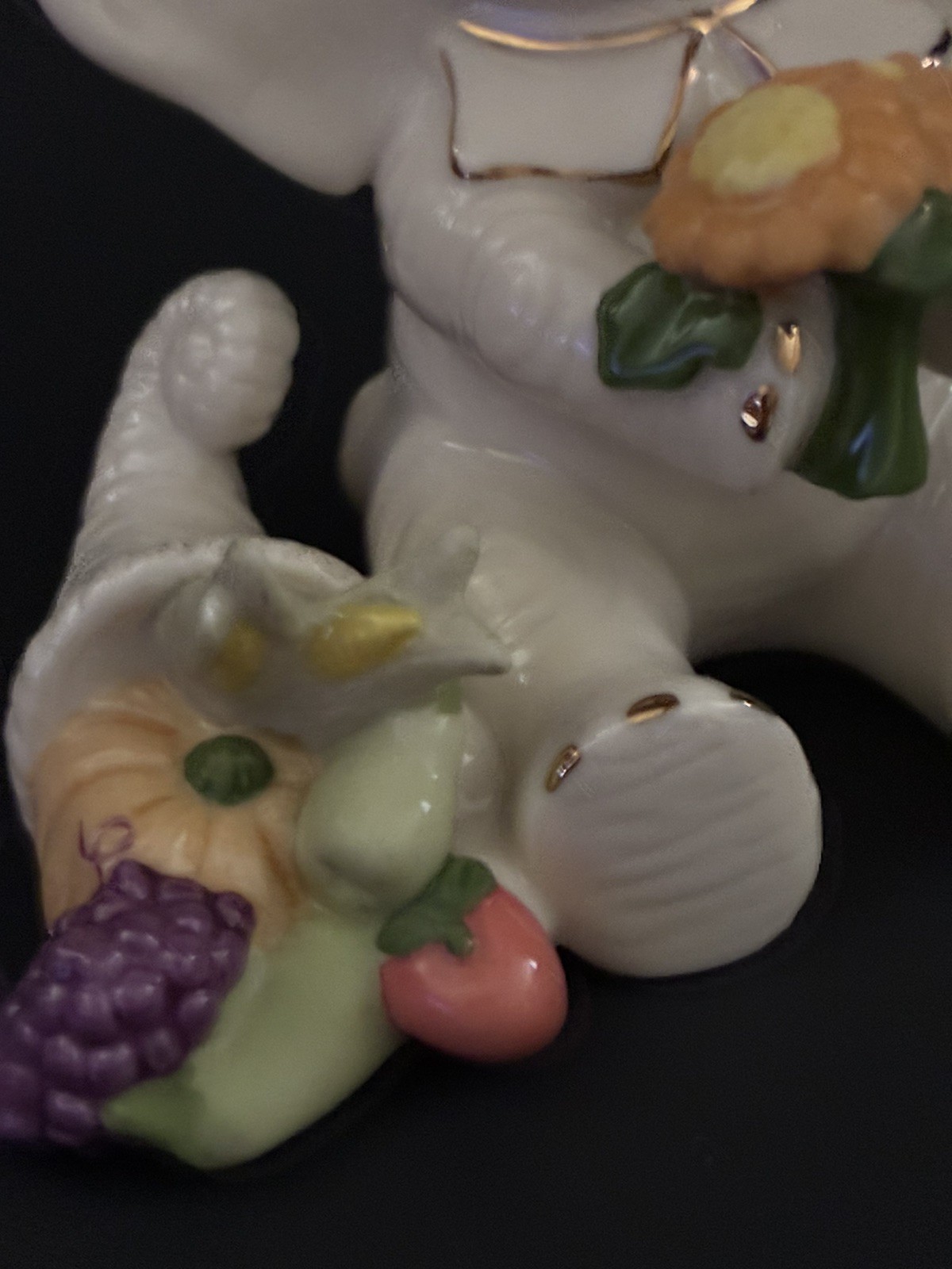 New LENOX Pachyderm Pilgrim Elephant Cornucopia Thanksgiving Feast Retired Vtg
