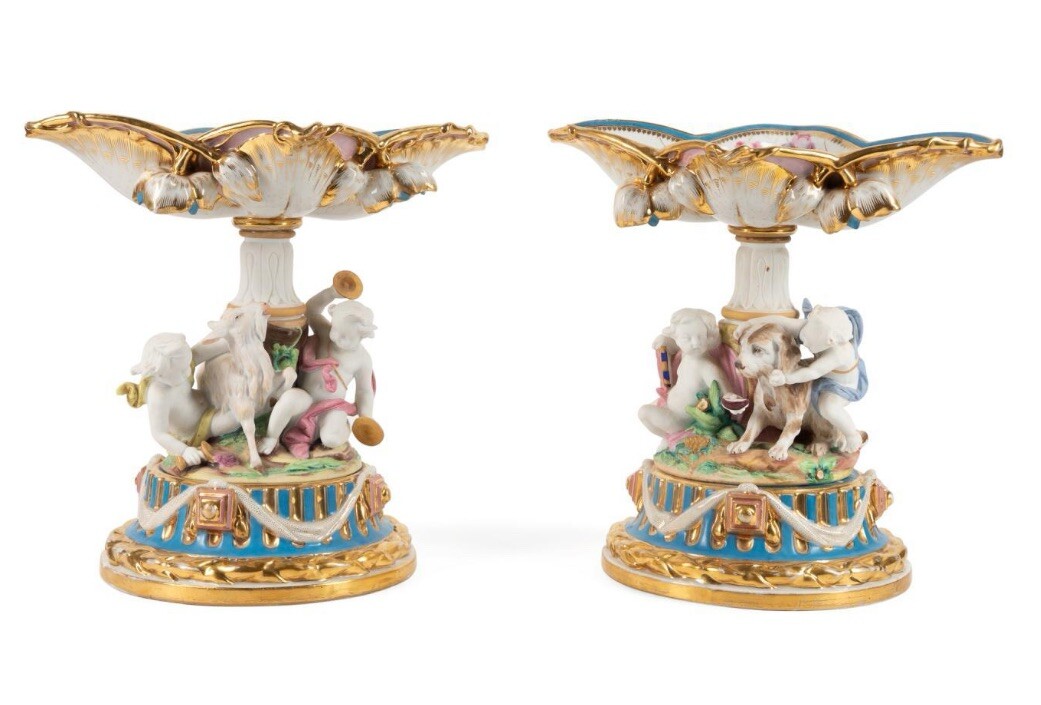 Cherub Porcelain Compotes , 19TH Century -Antique Compotes