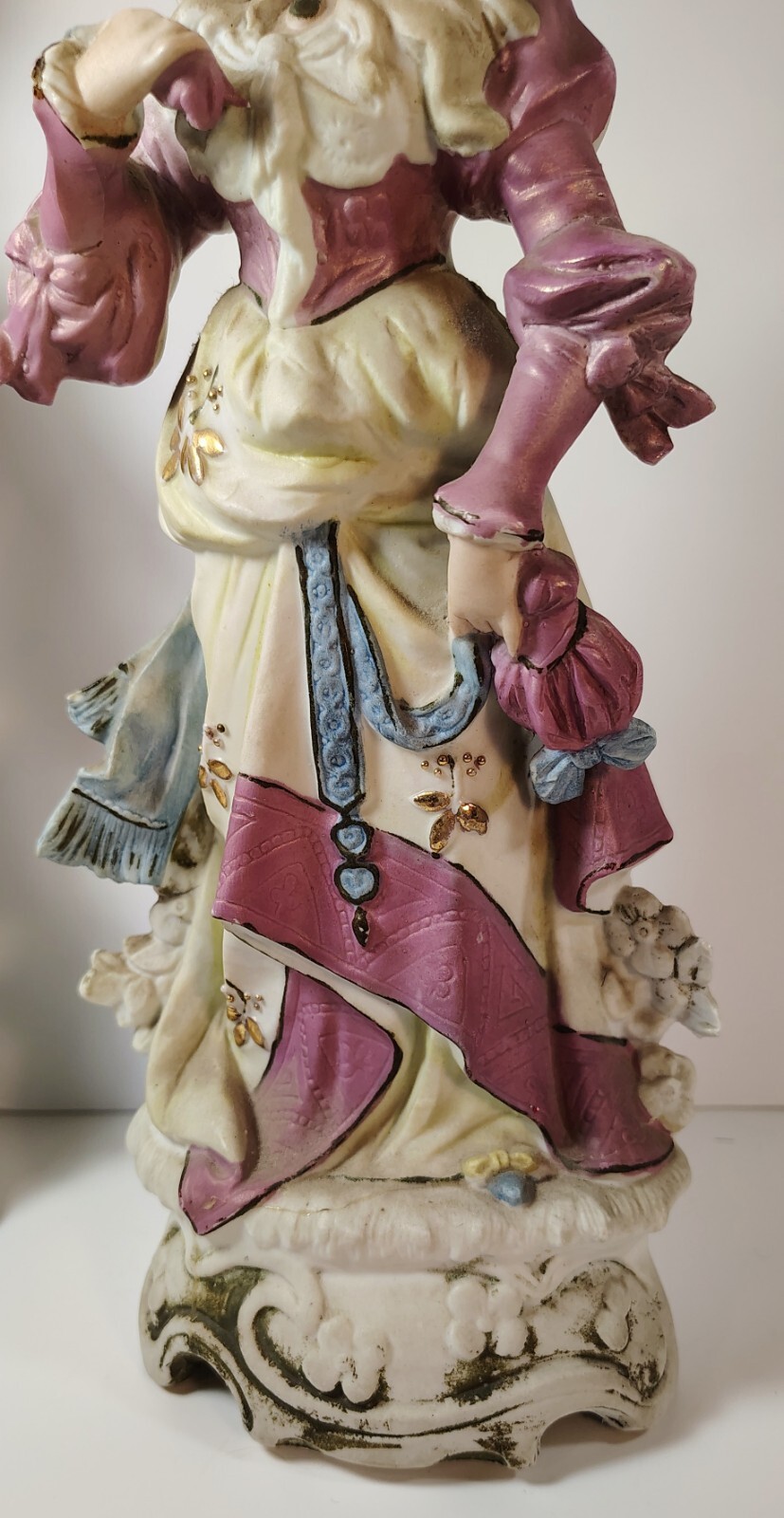 Pair Of Antique Bisque Figurines Romantic Courting Young Couple 12″ Tall (Read)