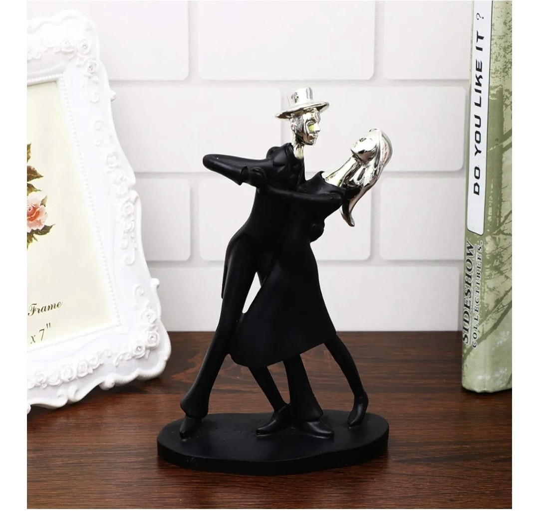 Tango by Milisten – Dancing Couple Figurine Statue 7.5″ tall In Black w Silver.