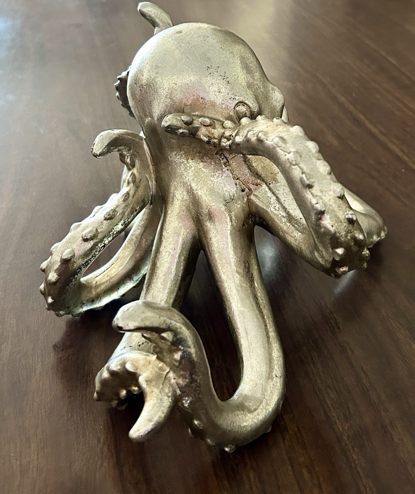 Elegant Silver Octopus Figurine 11 1/2” Long ‘The Intellectual of The Sea’ EUC