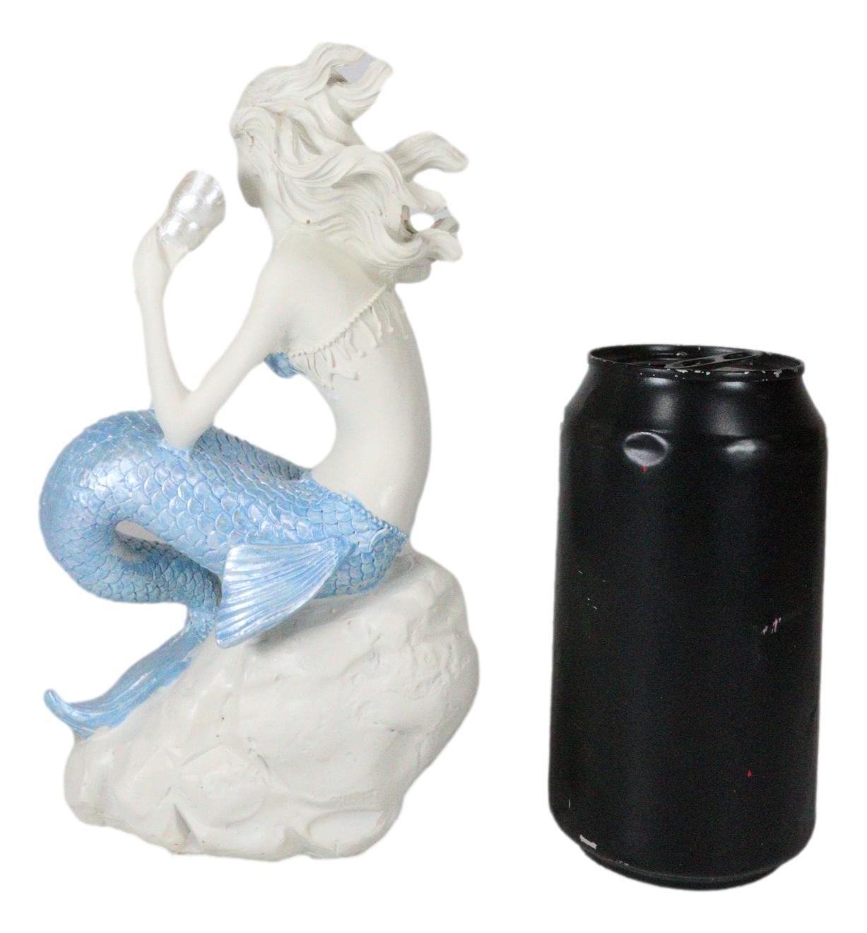 Ebros Ocean Goddess Pretty Mermaid With Blue Tail Holding Conch 8″Tall Figurine