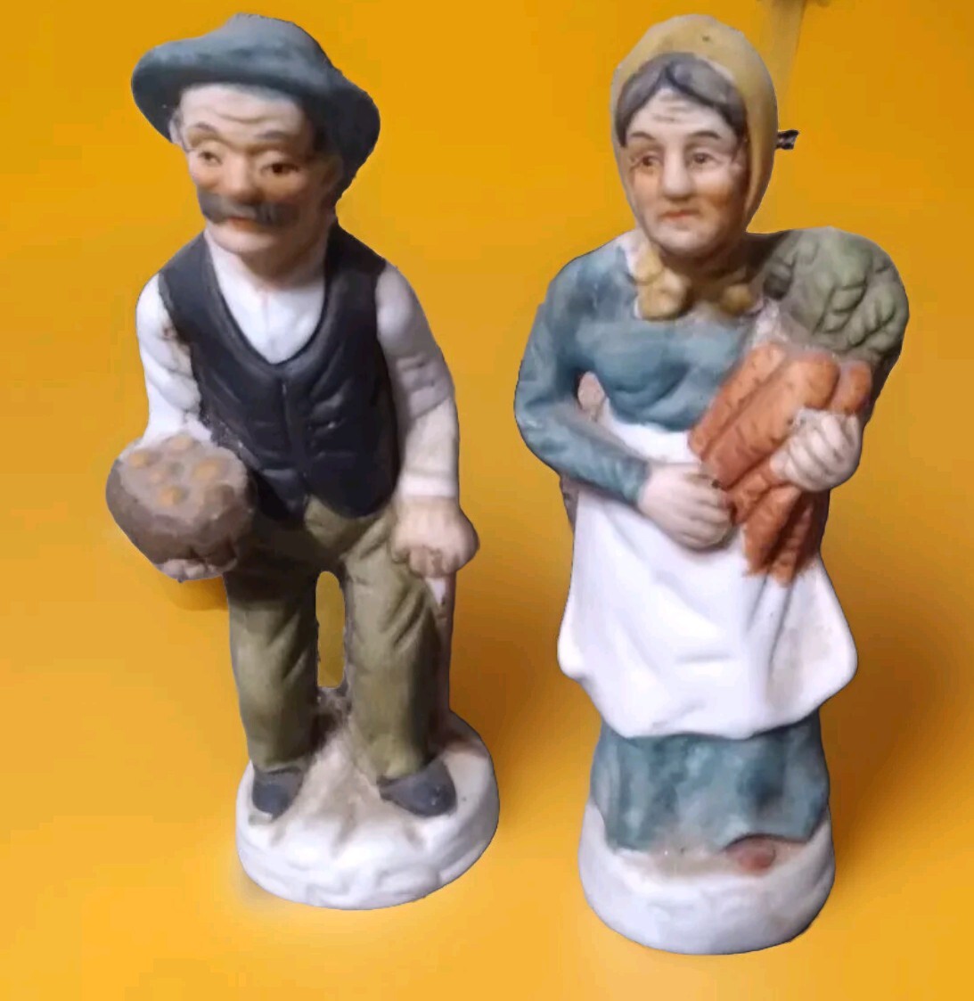 Figurines Ceramic Old Man And Old Lady Statues Vintage Decor