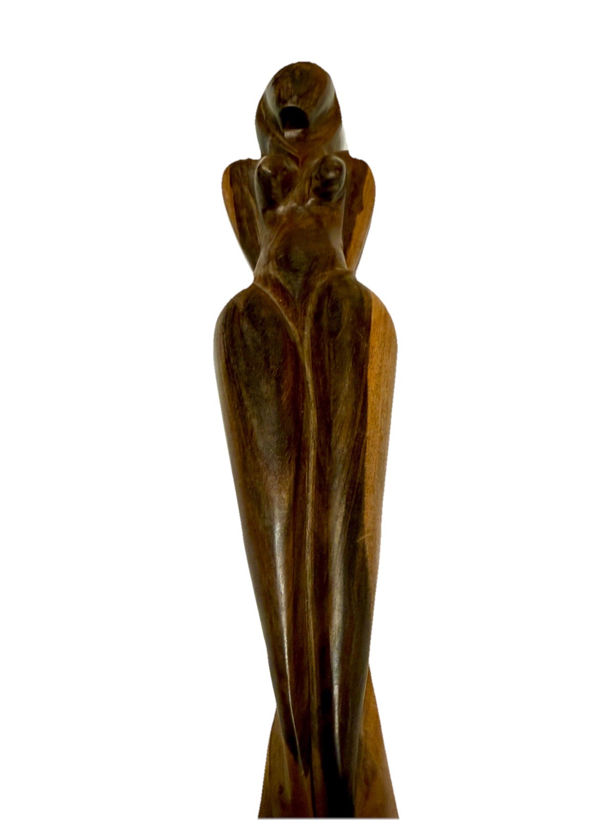 Hand Carved Wooden Abstract Female Sculpture Modernist Art MCM Primitive 19” in