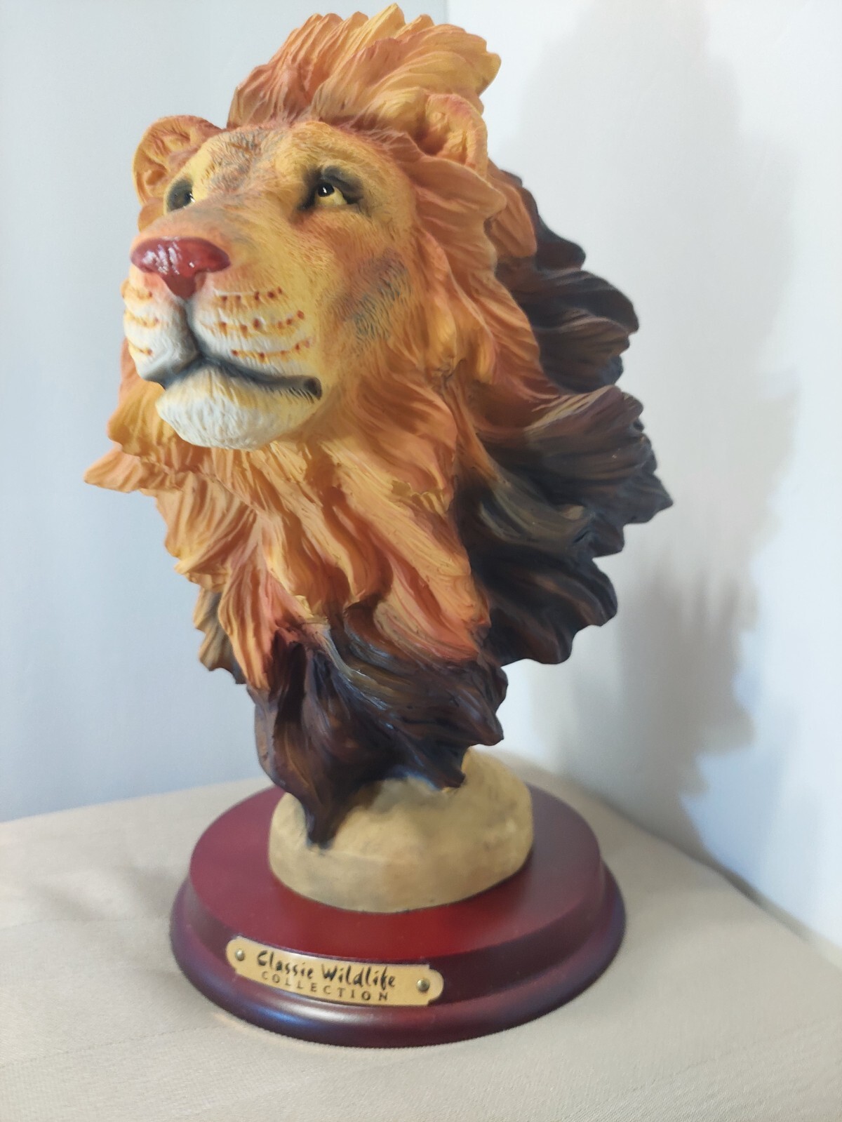 VINTAGE CLASSIC WILDLIFE COLLECTION SAFARI LION HEAD SCULPTURE STATUE NIB 9″