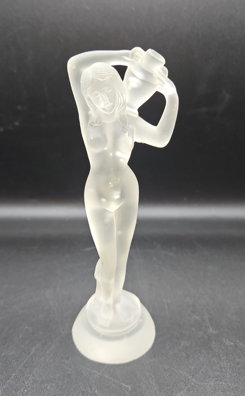 ​VTG Frosted Acrylic Lucite Female Nude Aquarius Statue Made In Hong Kong 6″