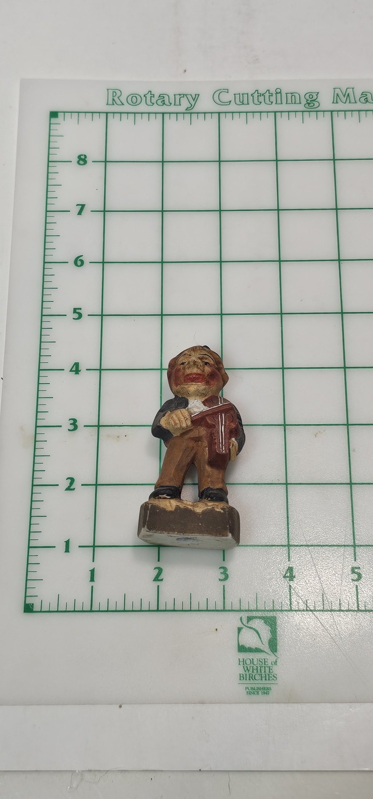 Vintage Made in Japan Man Playing Violin Figurine Hand Painted Ceramic 3.75″