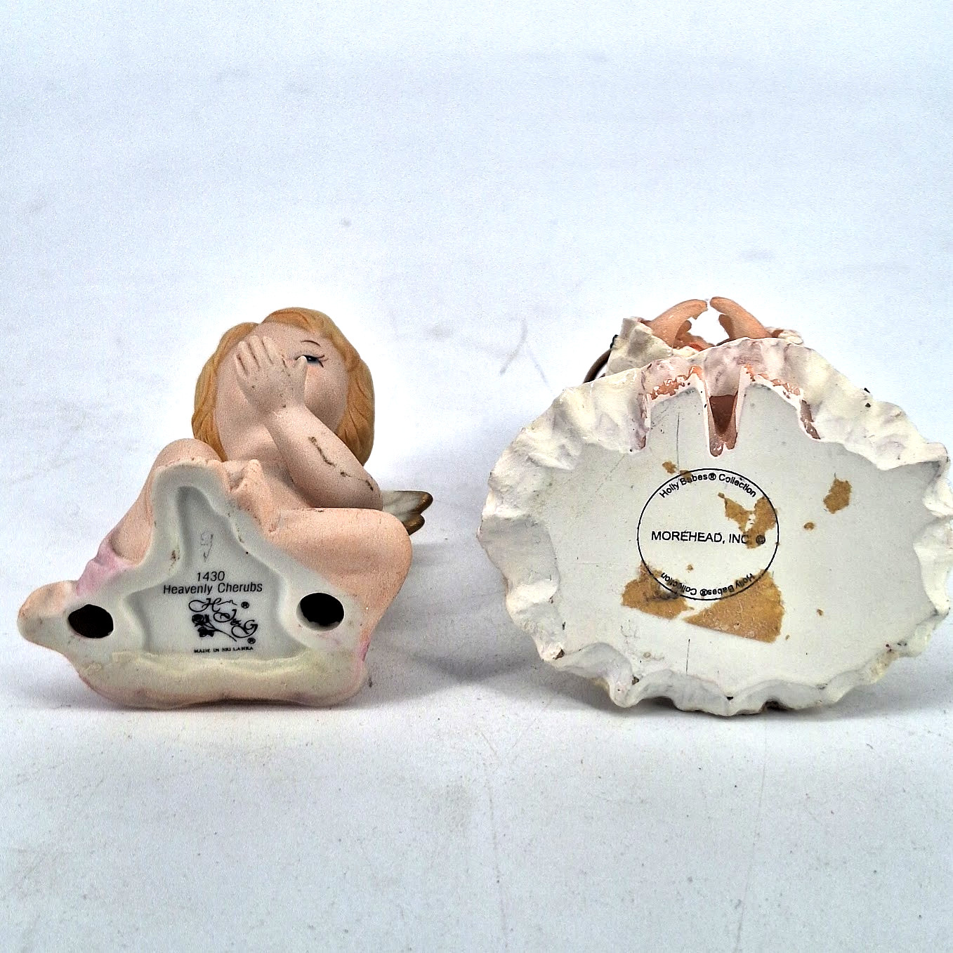 Lot of 9 Angel Figurines Cherubs Angels Porcelain /Plastic Home Décor Vtg