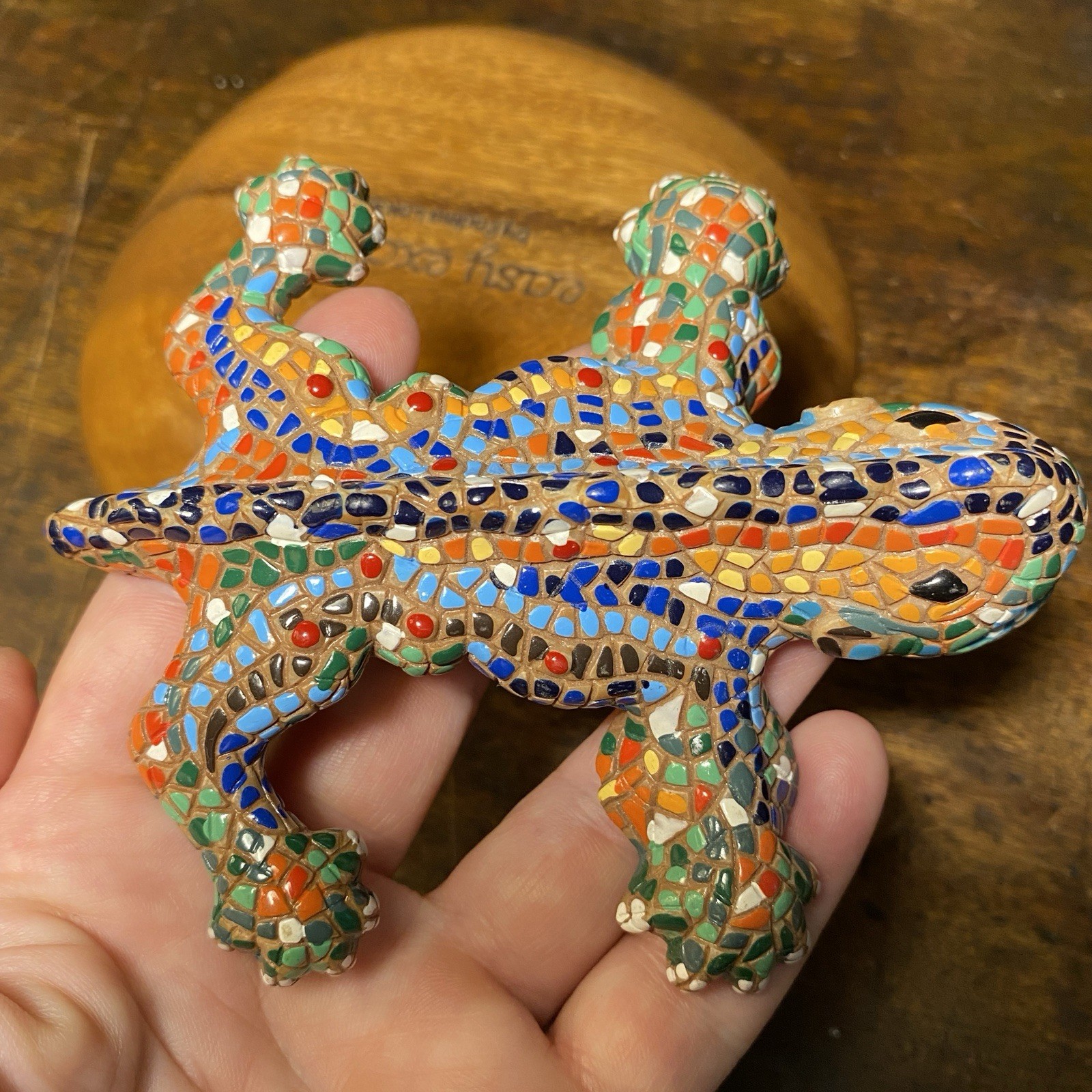 Mosaic Spanish Lizard Hand Painted Barcelona Art Piece 4.5 In. Tip To Tail