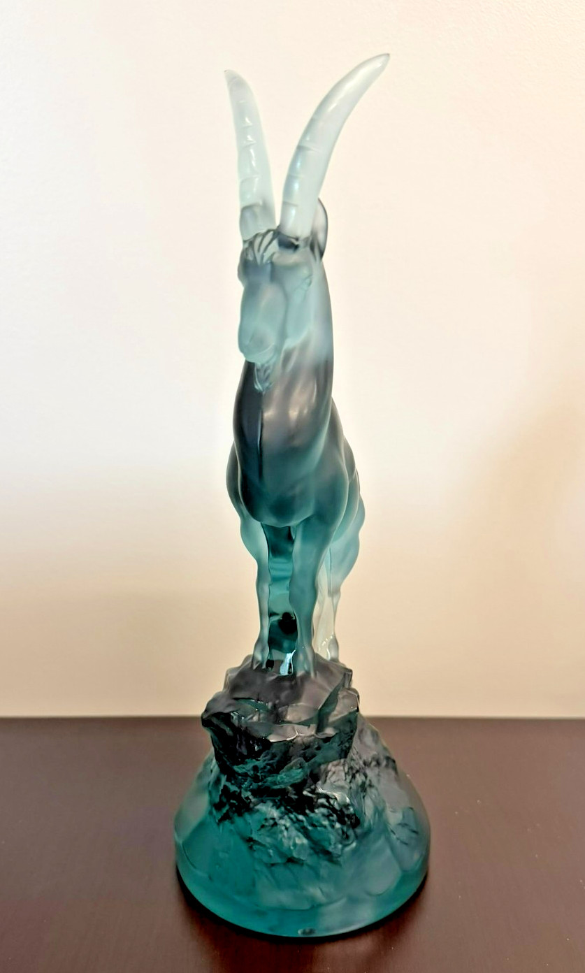 NIB Lalique (France) “IBEX” Persepolis Blue Frosted/Clear Sculpture #10829400