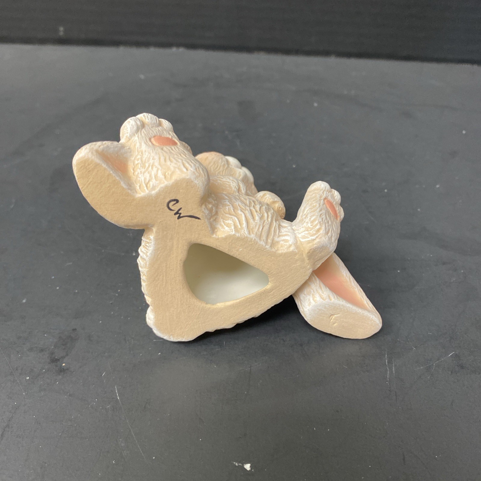Ceramic Flop Eared Bunny Sitting 3.5″ Figurine Scioto Hand Painted