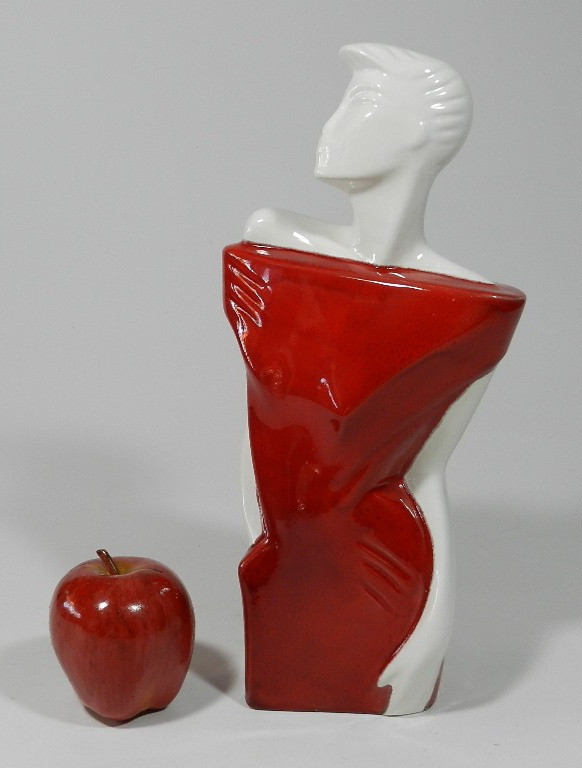 Mid Century Modern Lindsey Balkweill Style Red White Ceramic Abstract Gay Bust