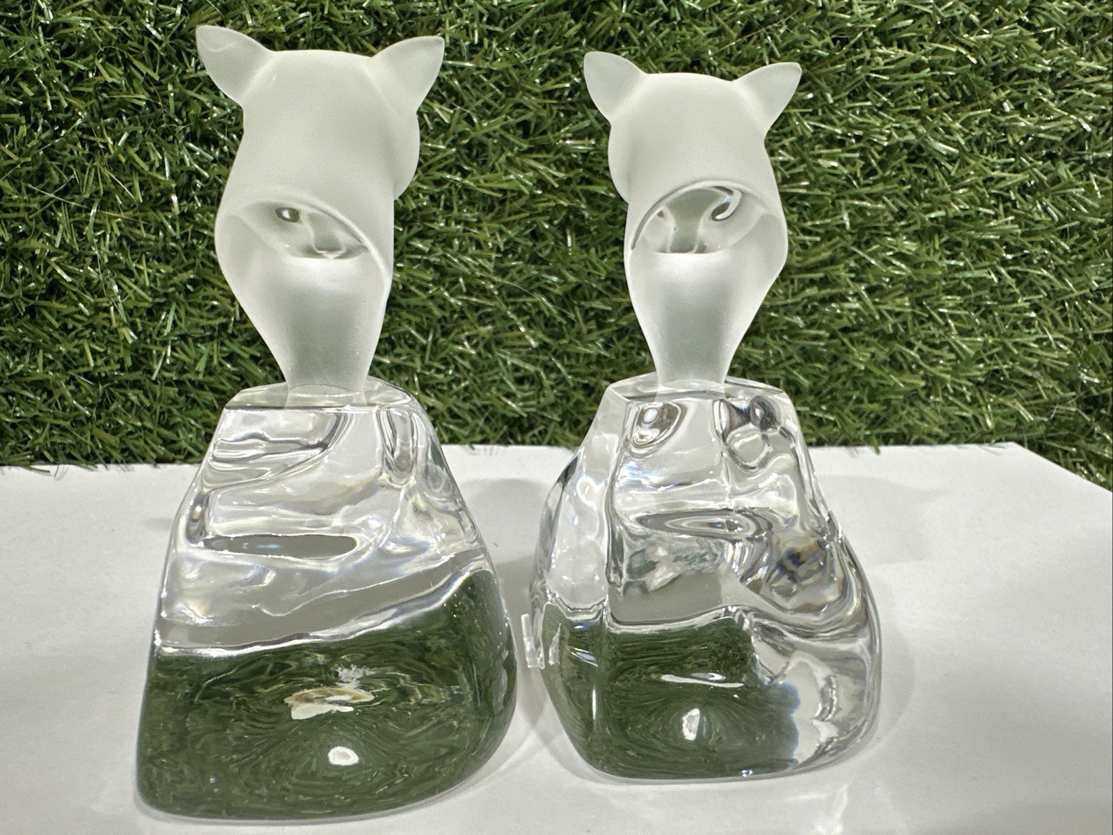 Swarovski Ebeling & Reuss Panther Cougar Head Frosted Clear Crystal Lot Of 2