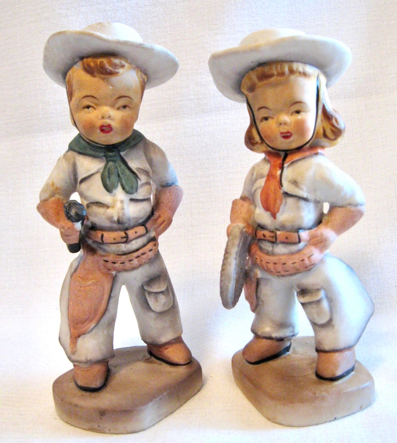MARURI Japan Cowboy & Cowgirl Vintage Bisque 6″ Figurines Occupied Japan