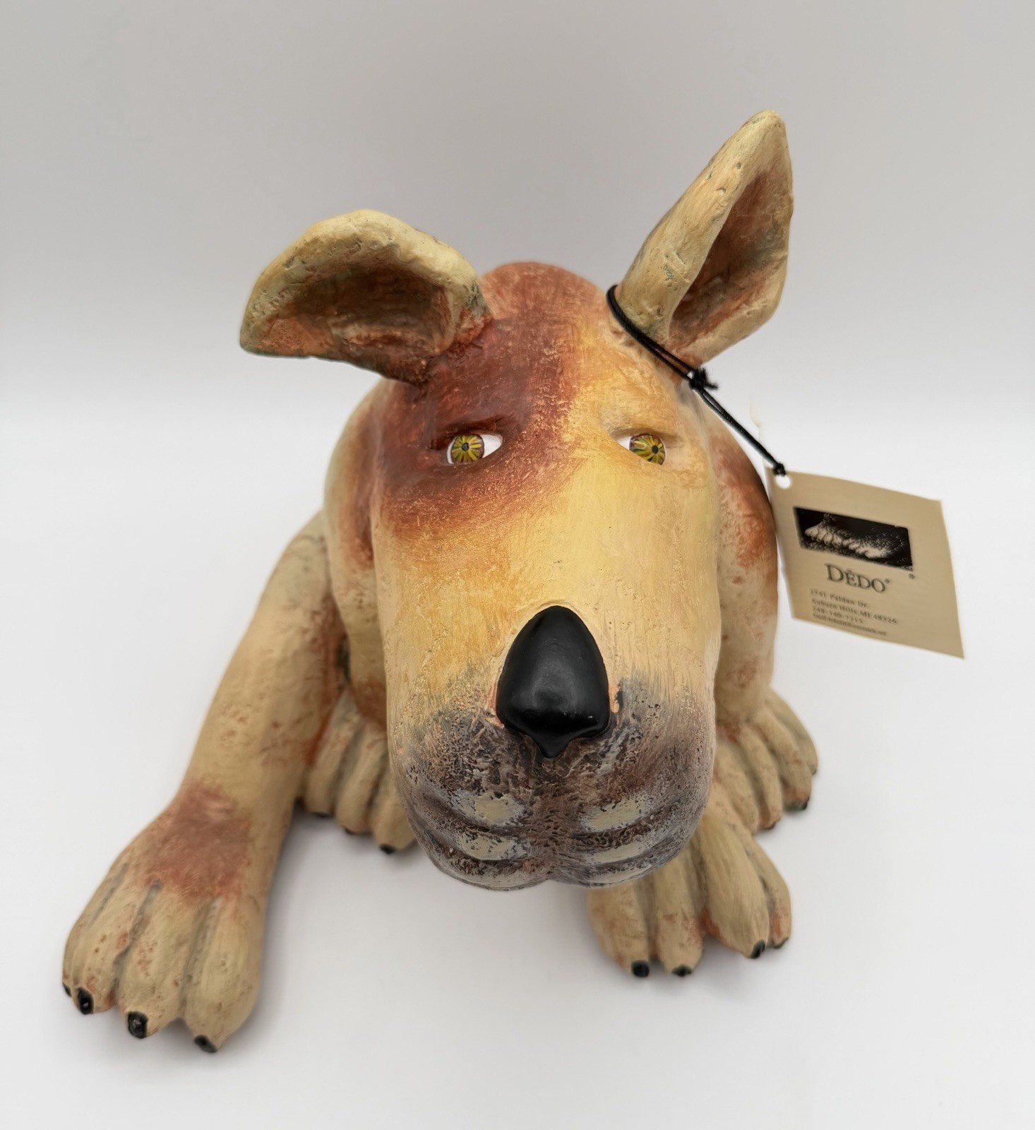 Roberta Laidman HAMBONE Dog Sculpture Polystone 1998 Vintage 7″x 9” Original Tag