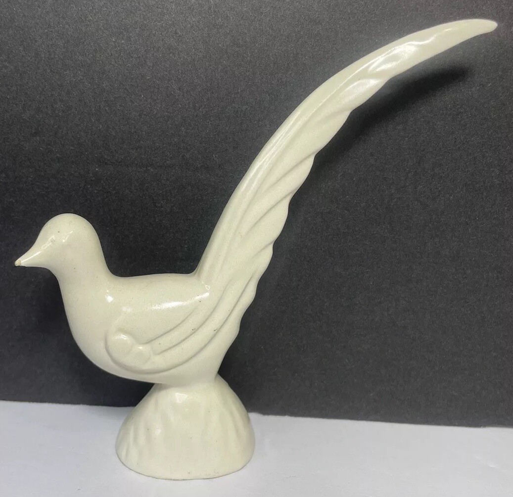 White Roselane California Pottery Bird 1996 Figurine 5 Inches Long Tail FLAWS