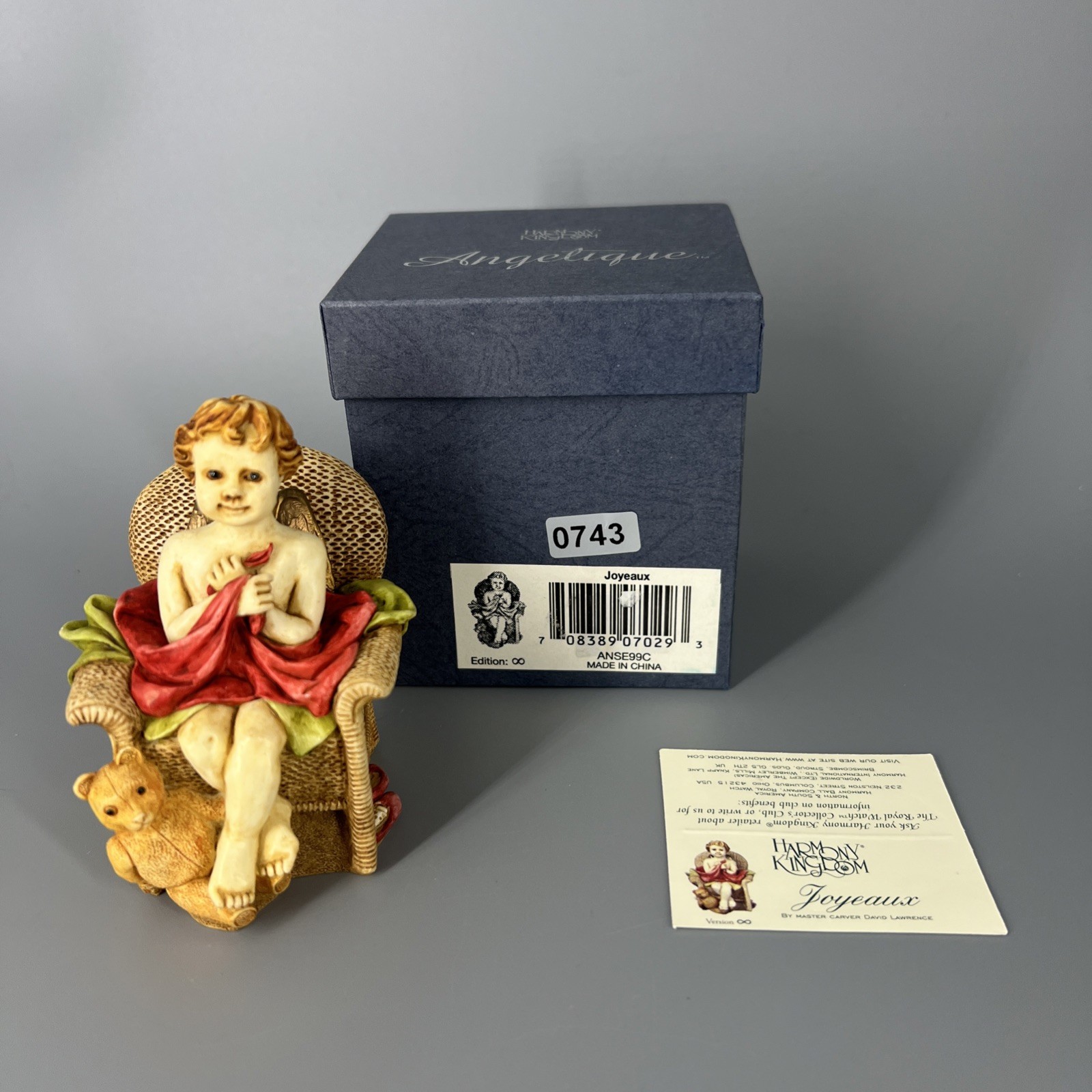 HARMONY KINGDOM Angelique Joyeaux Angel Box Figurine Retired 0743 SIGNED