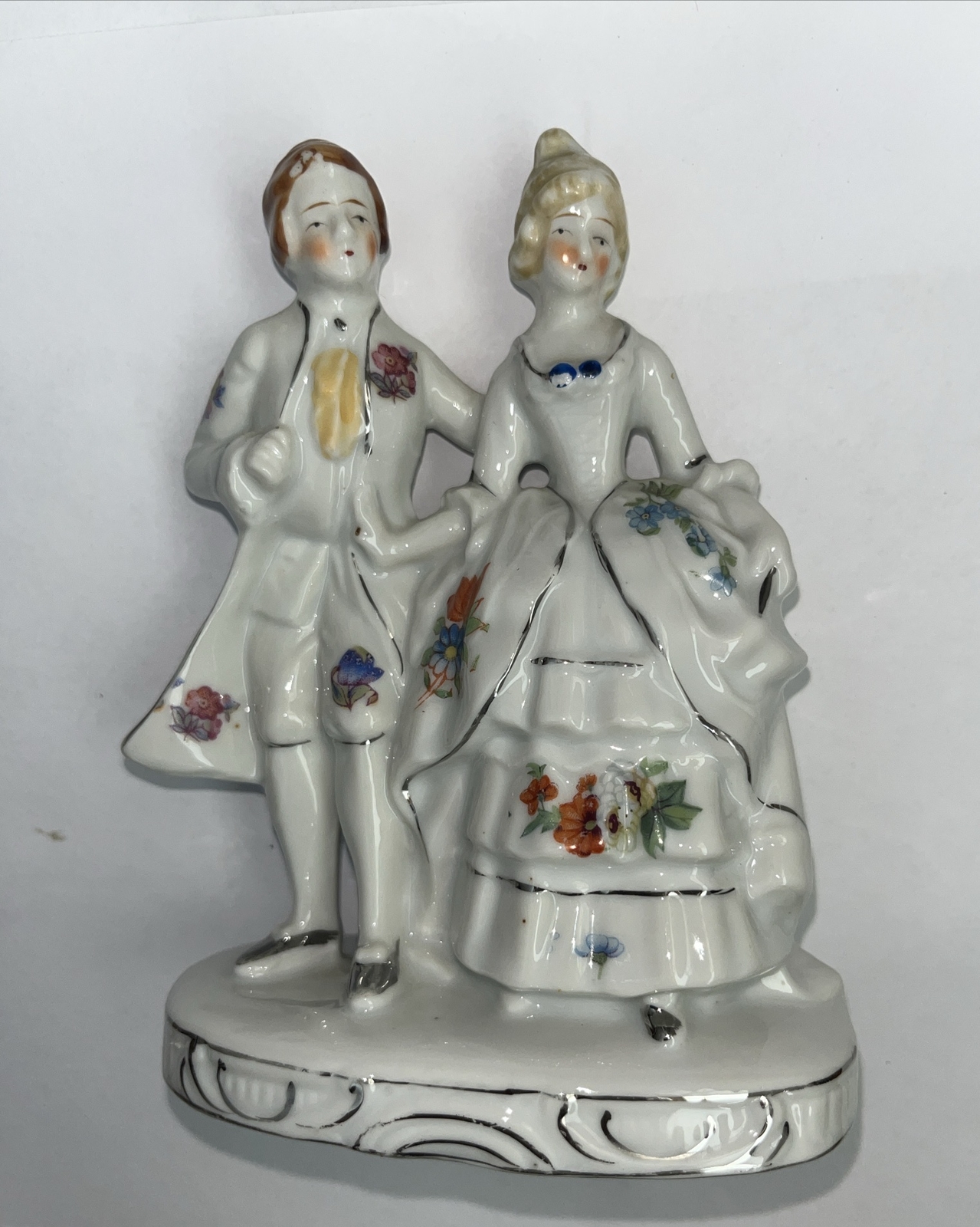 Vintage Porcelain Victorian Couple 5.75” Figurine Made in Japan Hand-painted