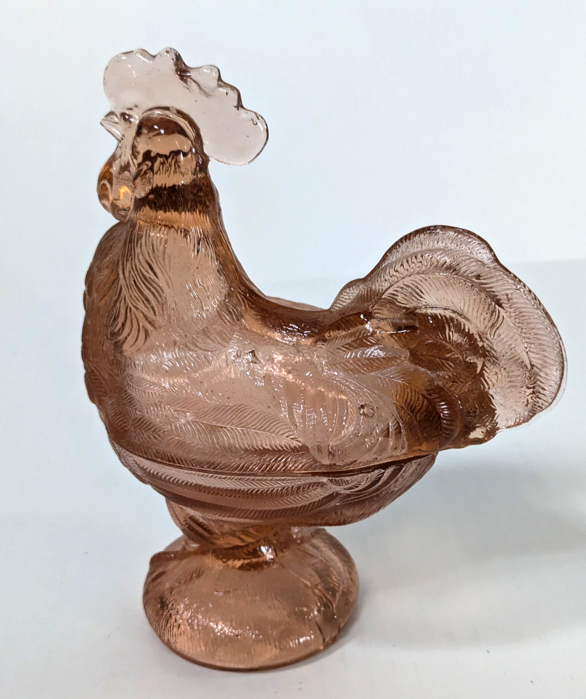 Vtg Westmoreland Glass Rooster Chicken Covered Dish Pink Farmhouse Kitchen 60’s