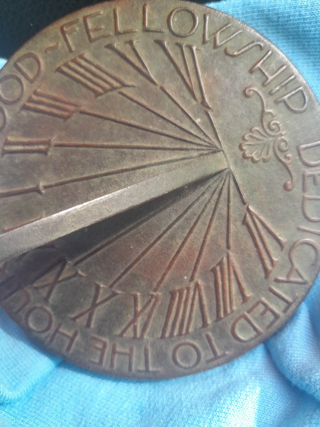 Vintage/Antique Metal Brass Sun Dial, “I Count None but Sunny Hours” With Sun
