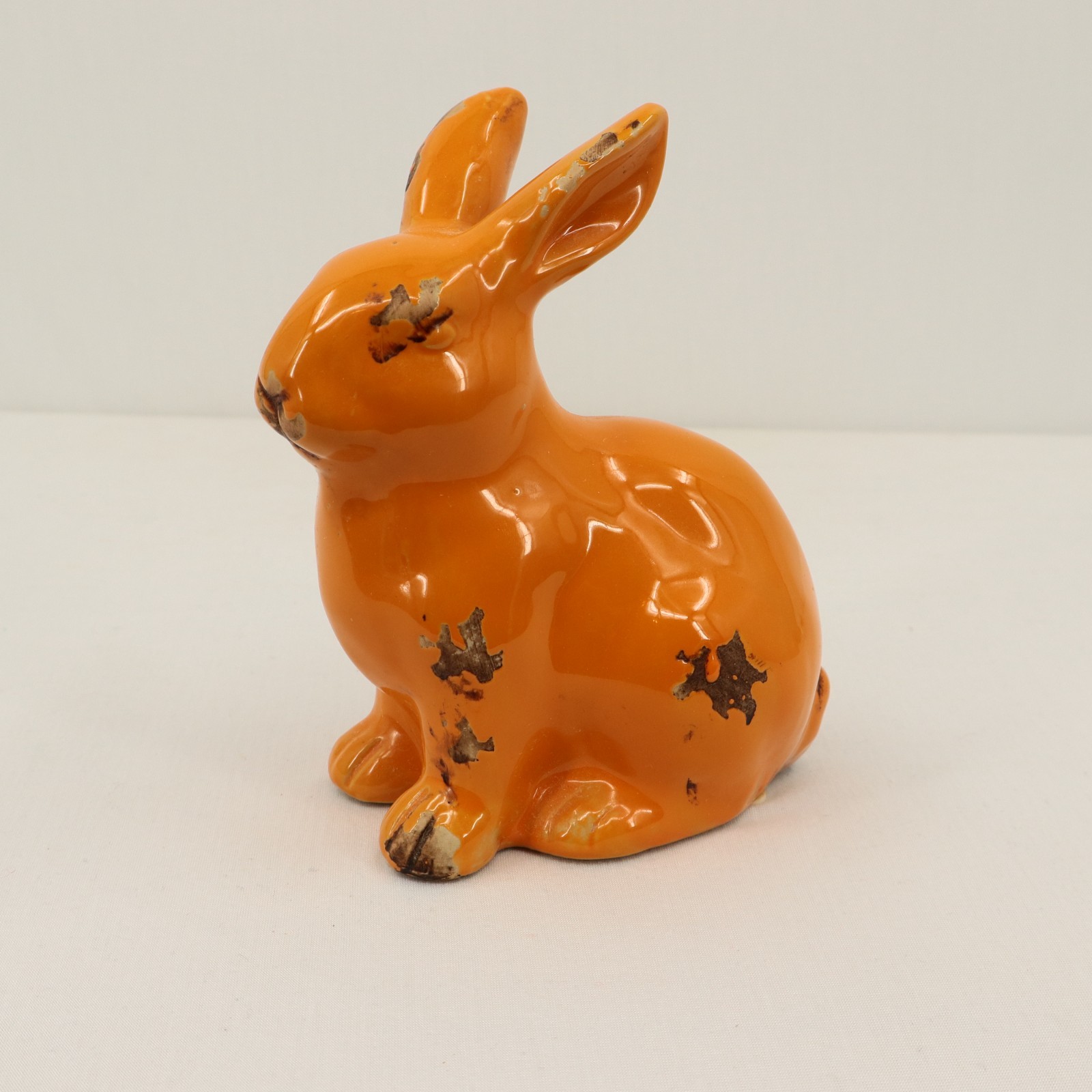 T T Collections Orange Crackle Glaze Bunny Figurine 6in Ceramic P5543