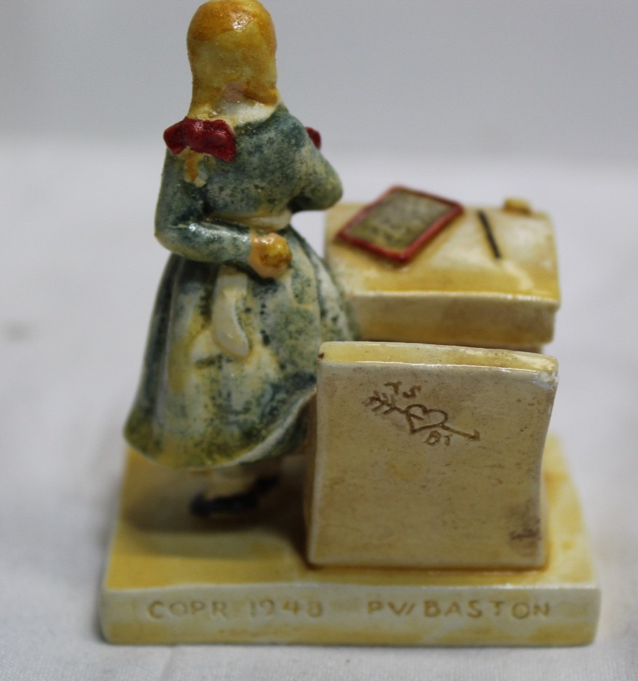Sebastian Handcast & Hand Painted Becky Thatcher Signed 1948 Prescott w Baston