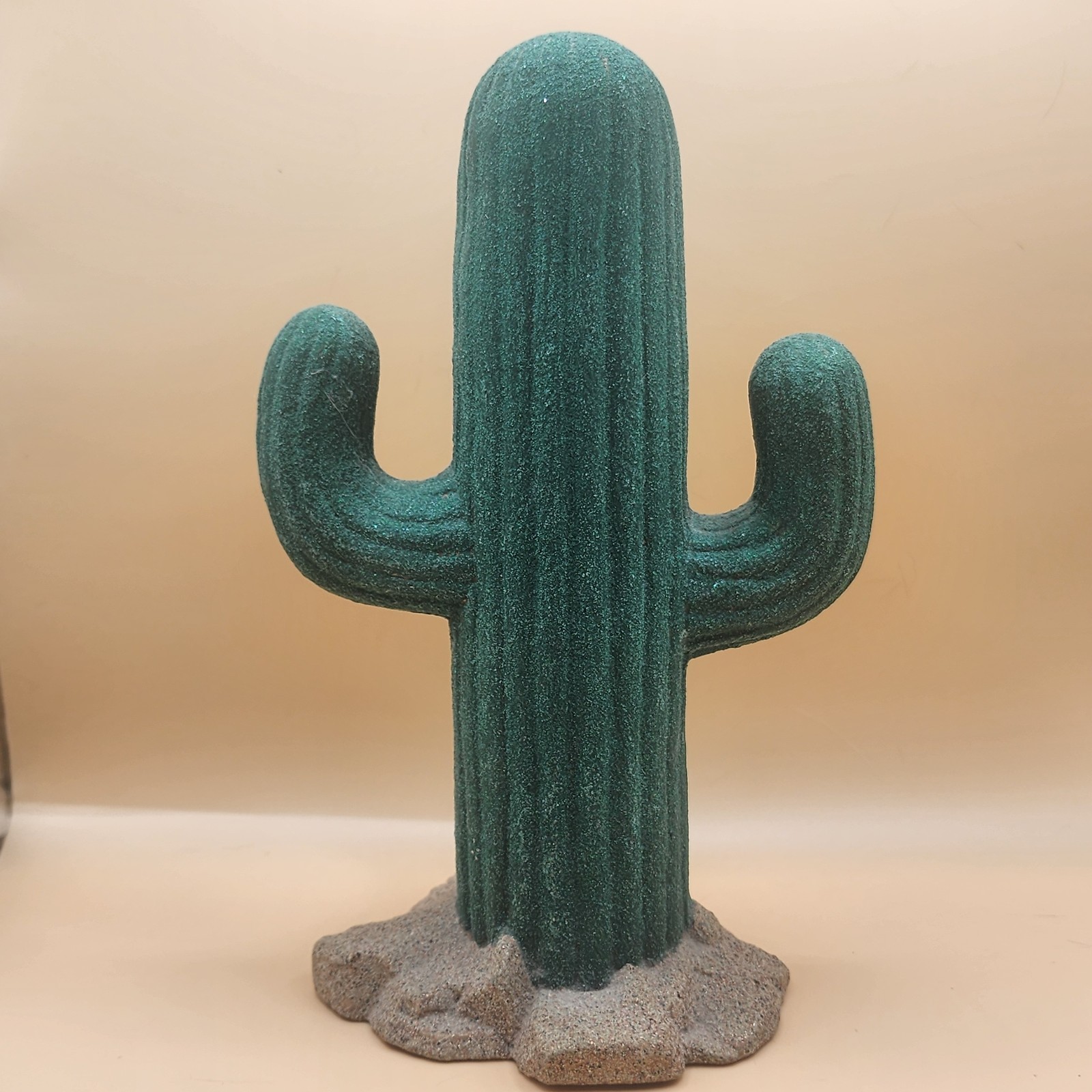 Vintage Ceramic Sand Stoneware-Feel Pottery Saguaro Cactus Statue 7.5” Tall