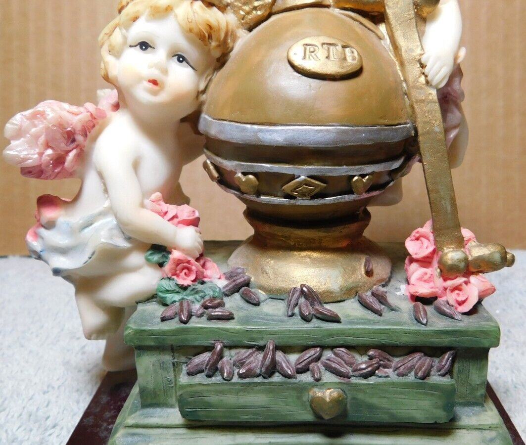 Star Collection~Two Cherubs Statues On A “RTB” Globe Ball Vintage