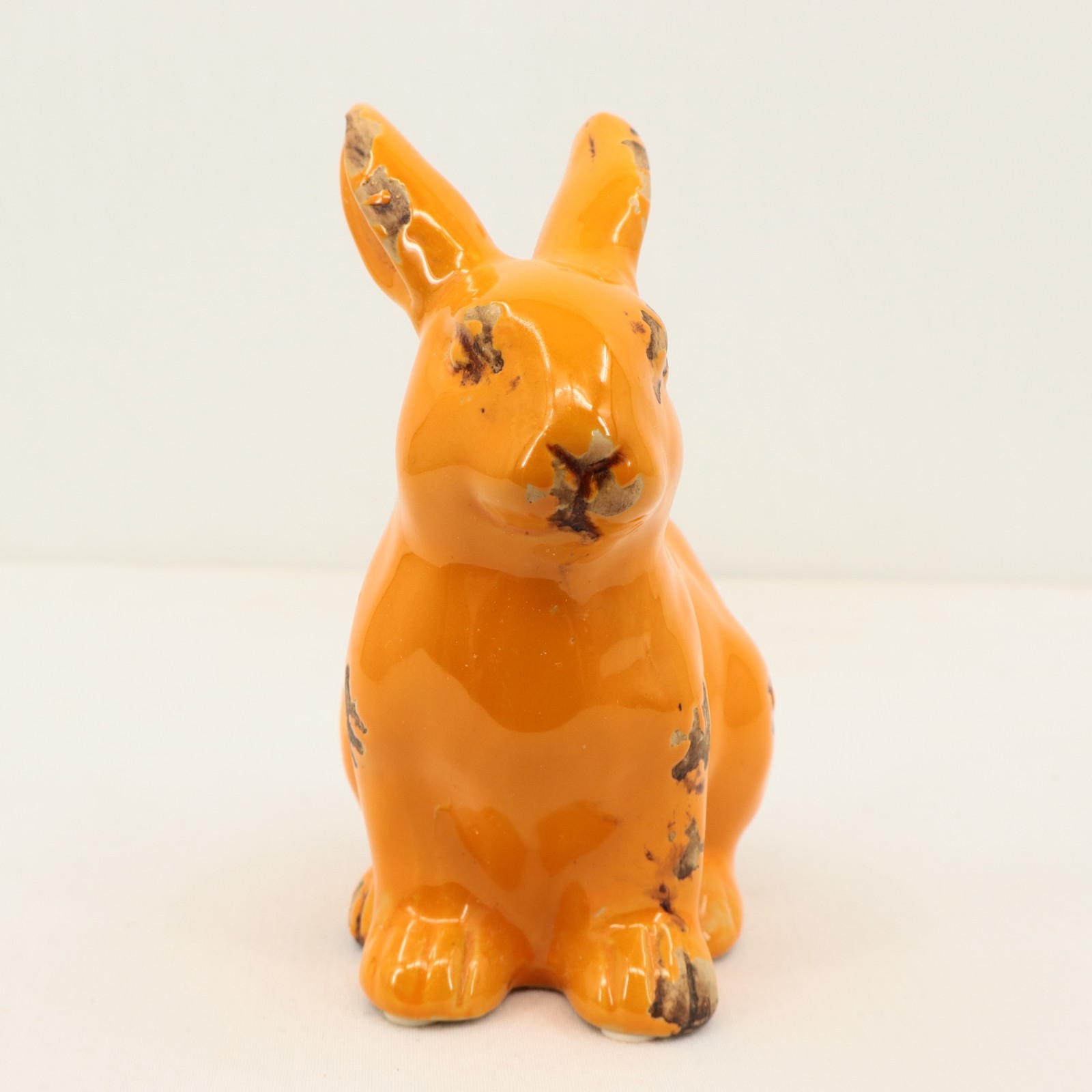 T T Collections Orange Crackle Glaze Bunny Figurine 6in Ceramic P5543