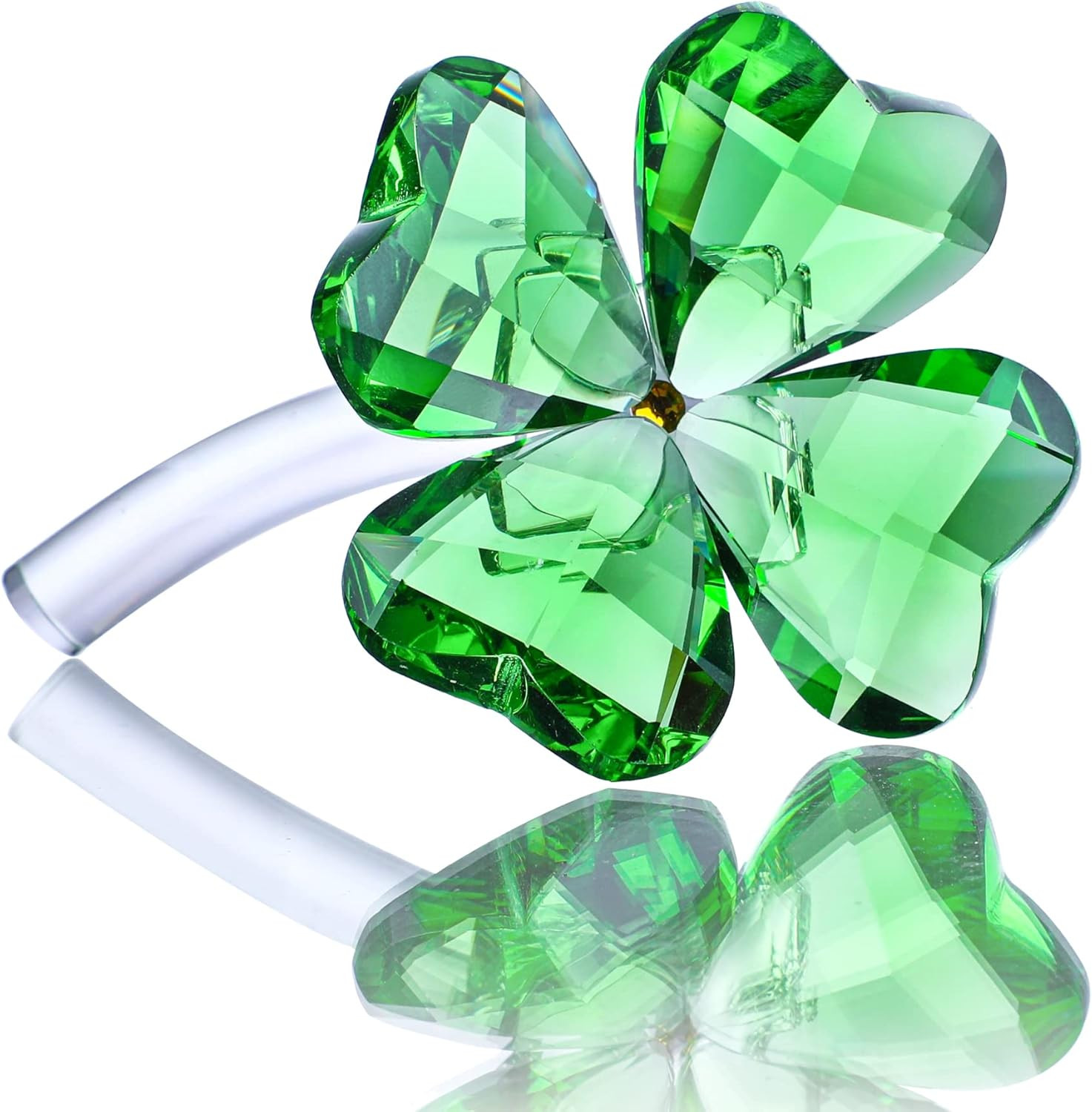 HDCRYSTALGIFTS Crystal Flower Dreams Four-Leaf Clover Figurine Collectibles Gree