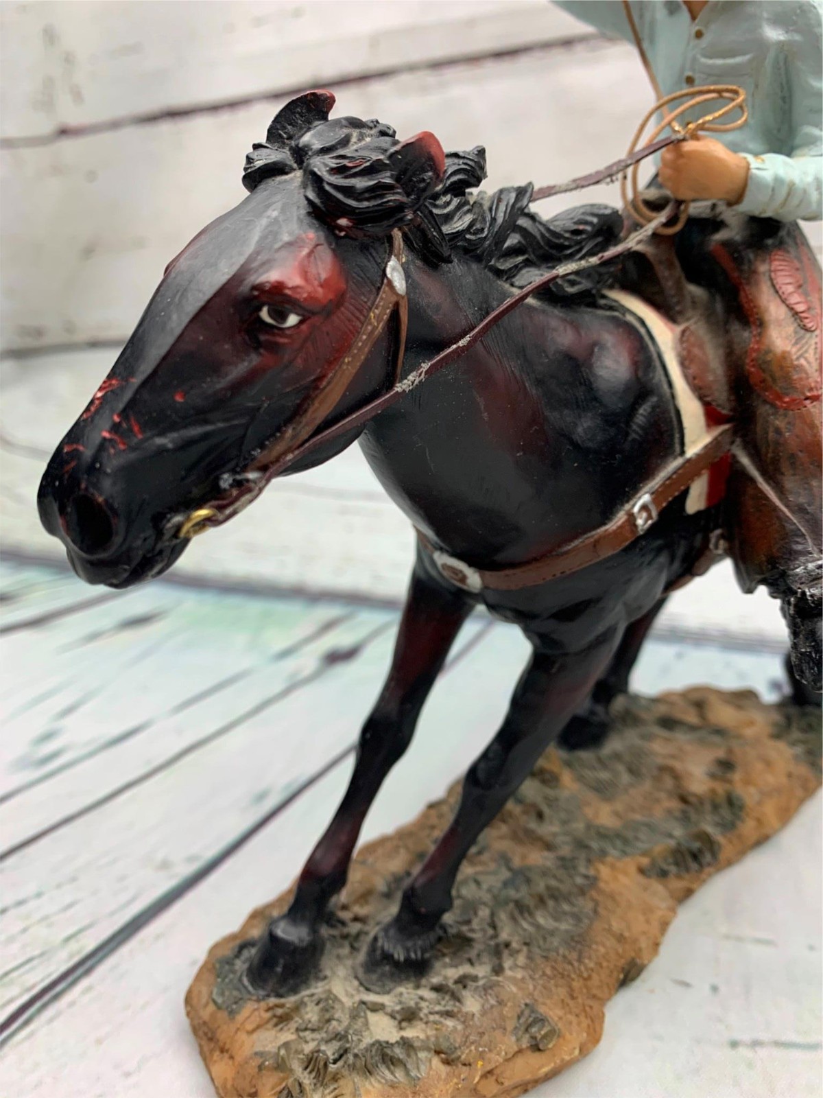 Landscape Nature Figurines Sculptures Cowboy on Horse Full Color