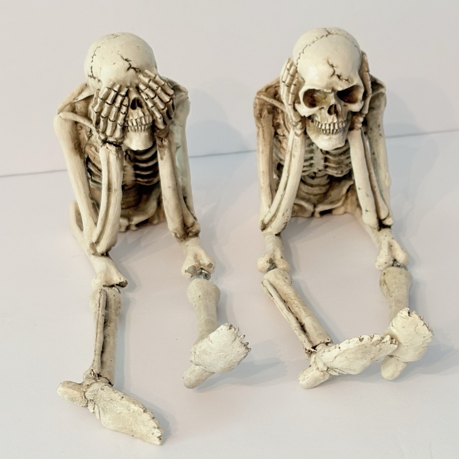 Halloween Statues See Hear No Evil Skeleton Figurines Set of 2 Resin? Shelf Sit