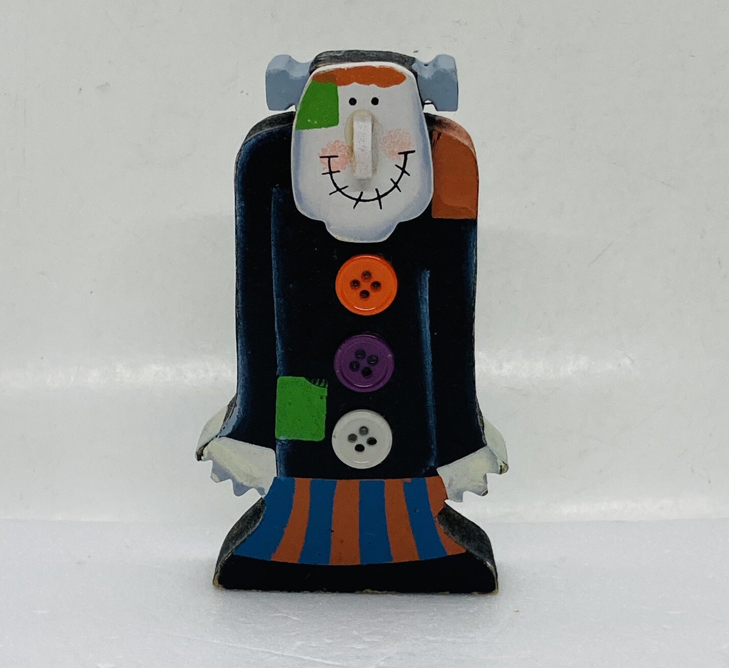 Vintage Wooden Frankenstein Figurine Abstract Unique 4” Art Decor 22