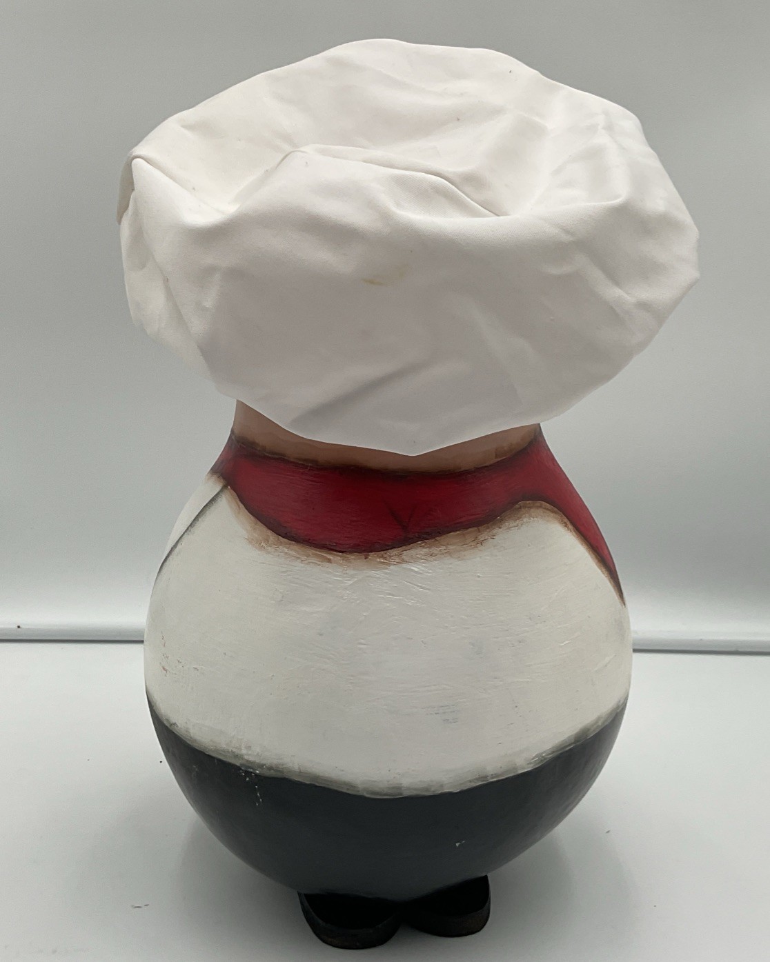 Hand Painted Wooden Chef Figure With Fabric Hat 14” Kitchen Decor