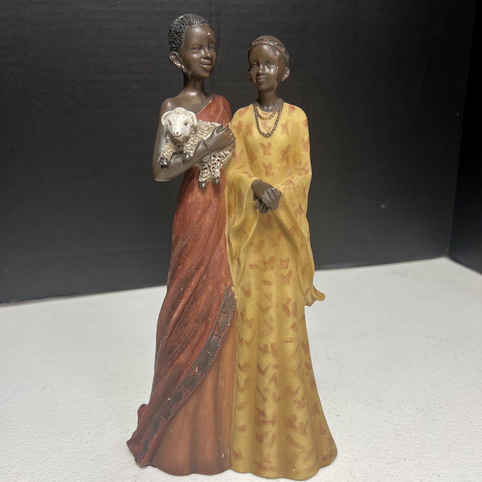 Vintage Seymour Mann African People Holding Baby Lamb 10” Tall