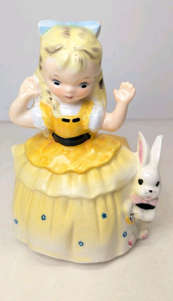 Vintage 1956 Napco Alice in Wonderland Planter Rabbit A1720B Japan