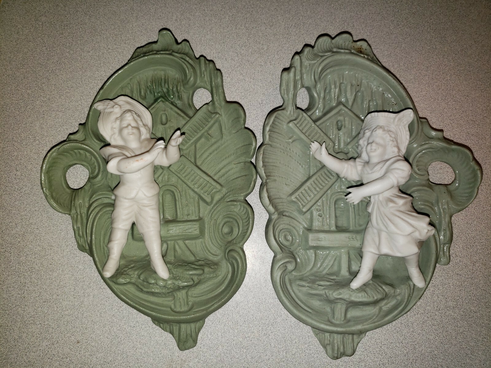 Wedgwood Jasperware Sage Green Wall Sculpture Figurines numbered collectibles