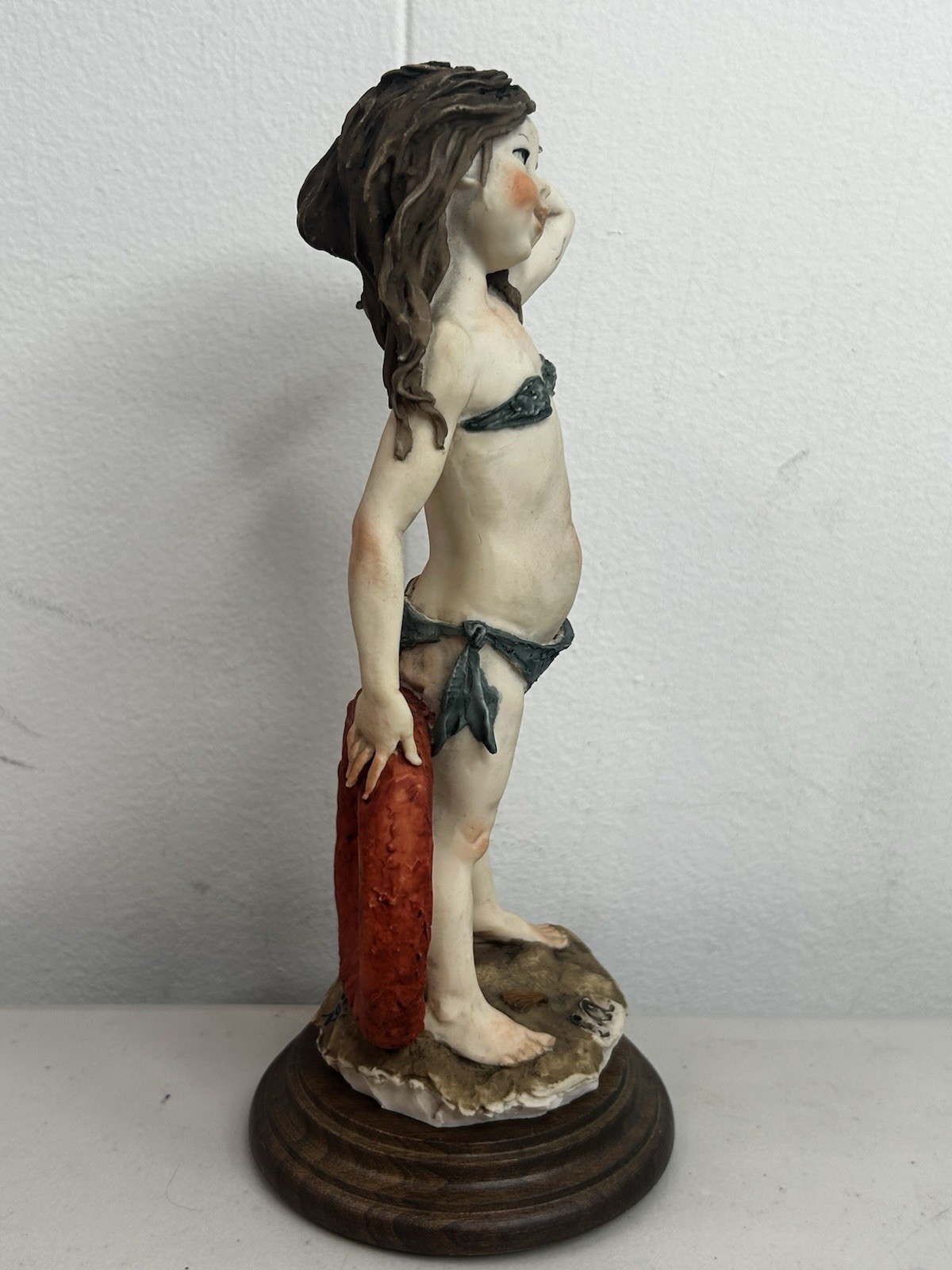 G.Armani Capodimonte Italy Bikiniis Girl Figurine with Wood Base 9″h