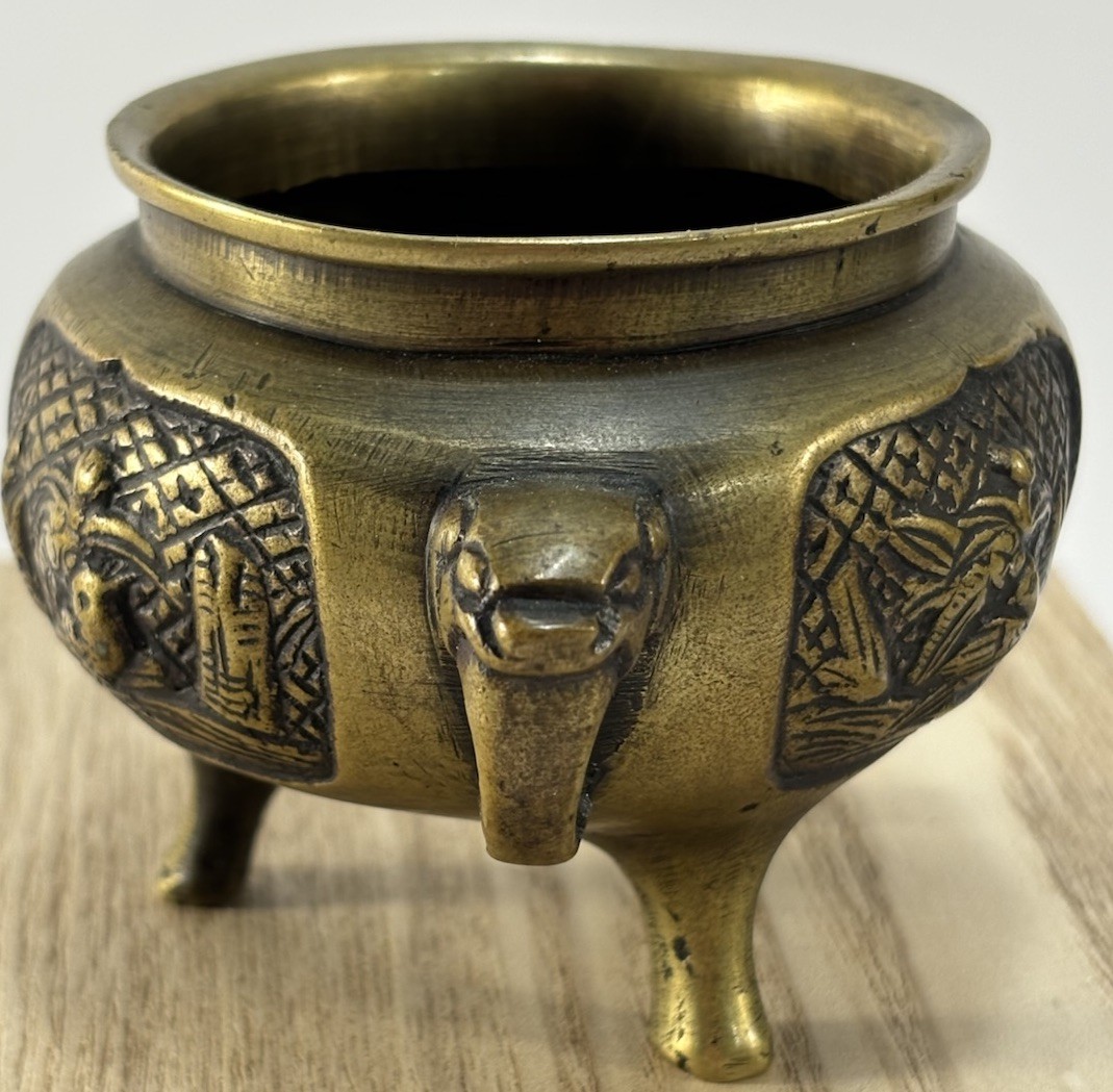Solid Brass Mini Incense Burner Small Statue Home Ornate Collectibles 2.5 Inch