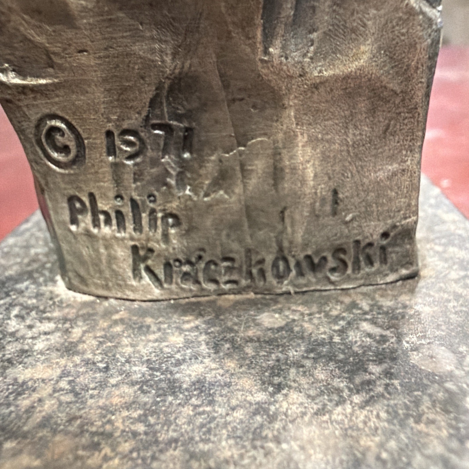 Philip Kraczkowski Worcester Pewter Made In US Apache in Pursuit Sculpture 1971