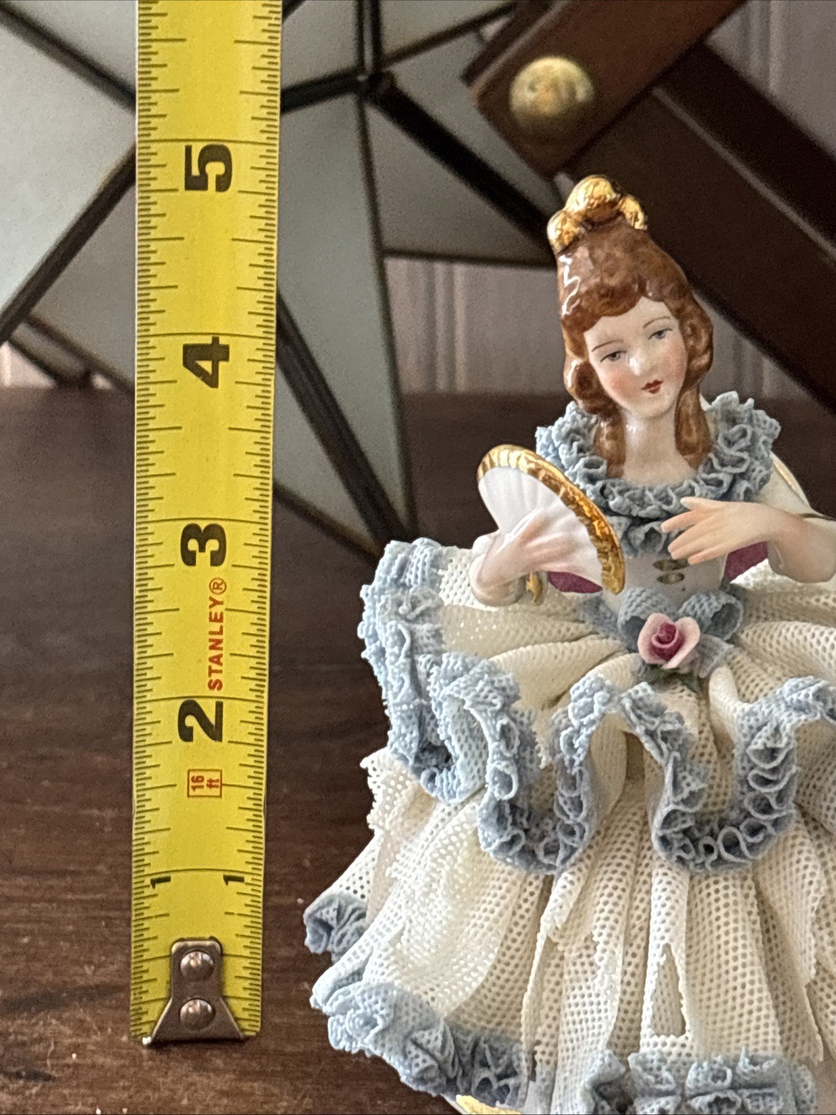 German Porcelain Dresden Lace Figurine Keilhauer Germany 5”