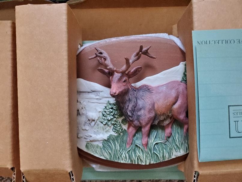 Avon 1988 Wildlife Collection, Bear, Elk, Ram & Cougar. In Original Boxes.