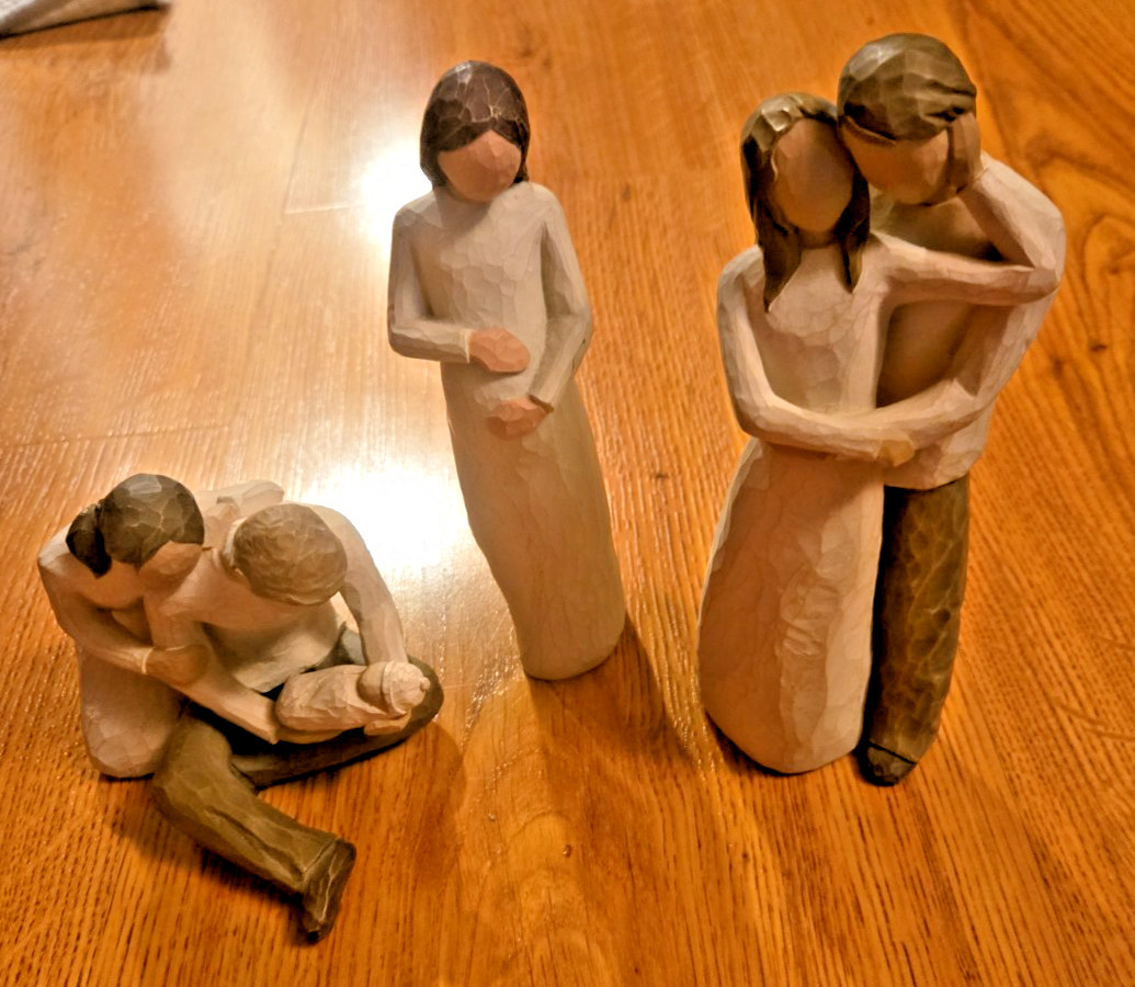 Lot of 3 Willow Tree Family Figurine Mom Dad Baby New Life Cherish Together