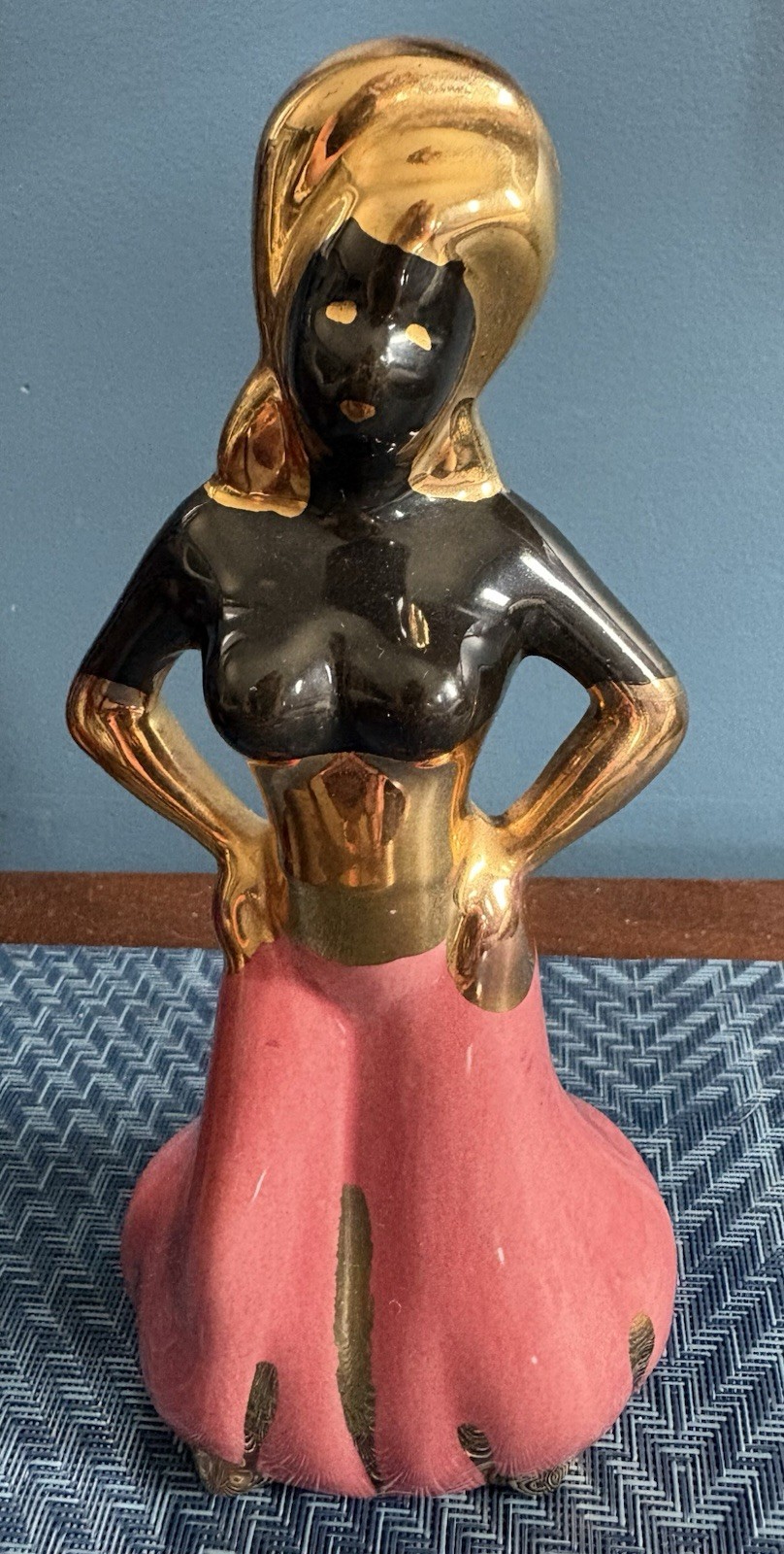 Vtg 1950S Mid-Century Ceramic Harem Dancer Figurine 8” Tall 22kt￼
