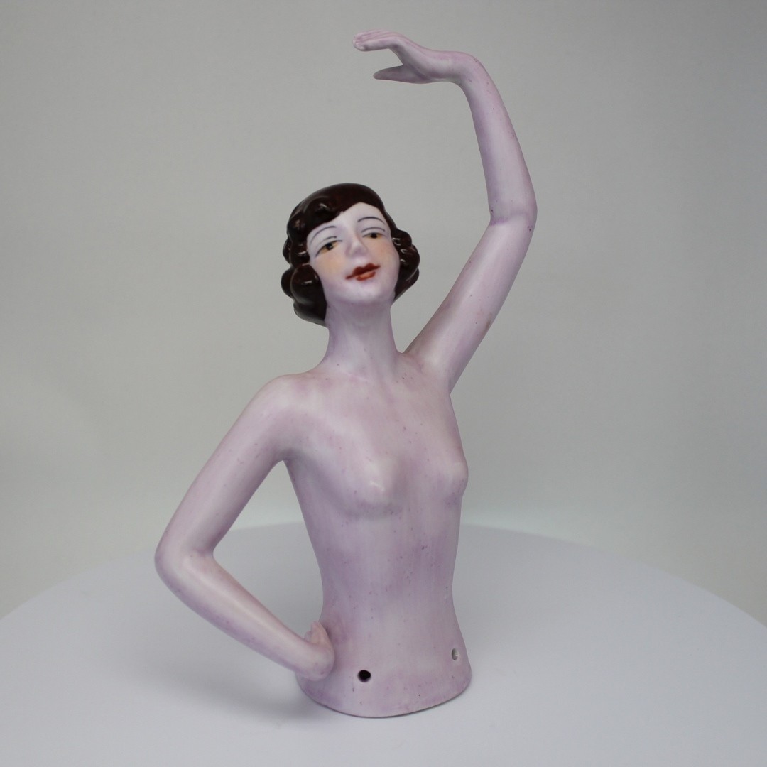 French Style Half doll Figurine Pin-up Half Doll Pincushion Arms Away Art Deco S