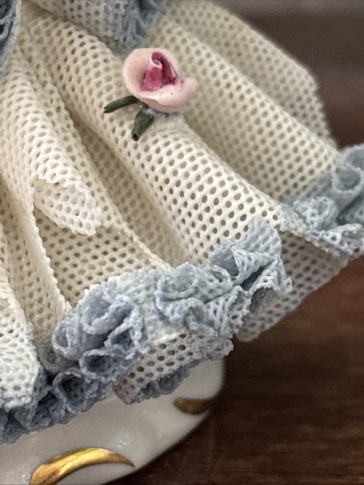 German Porcelain Dresden Lace Figurine Keilhauer Germany 5”