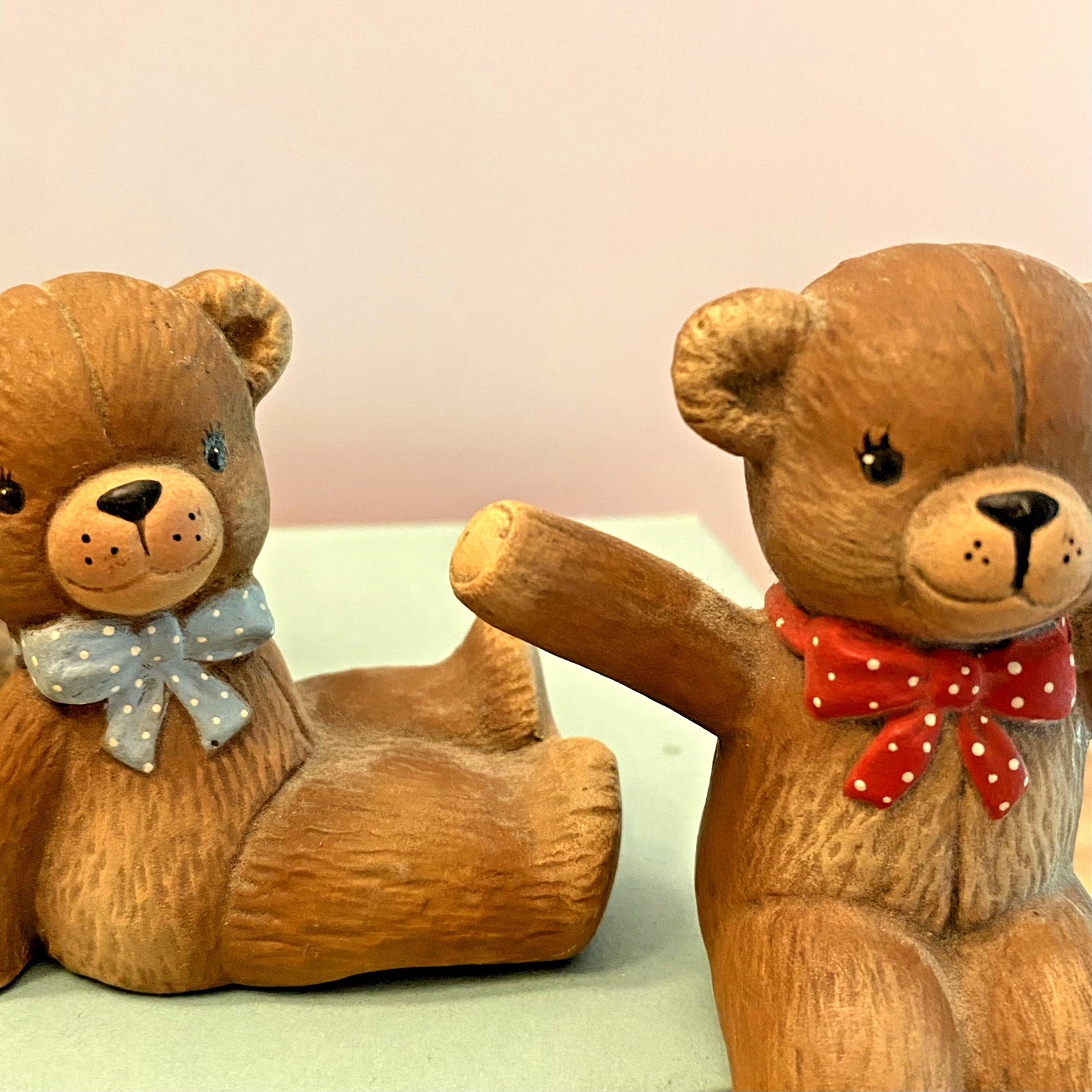 Vintage 1982 Tumbling Teddy Bear Figurines Nursery Child Decor Enesco Lucy & Me