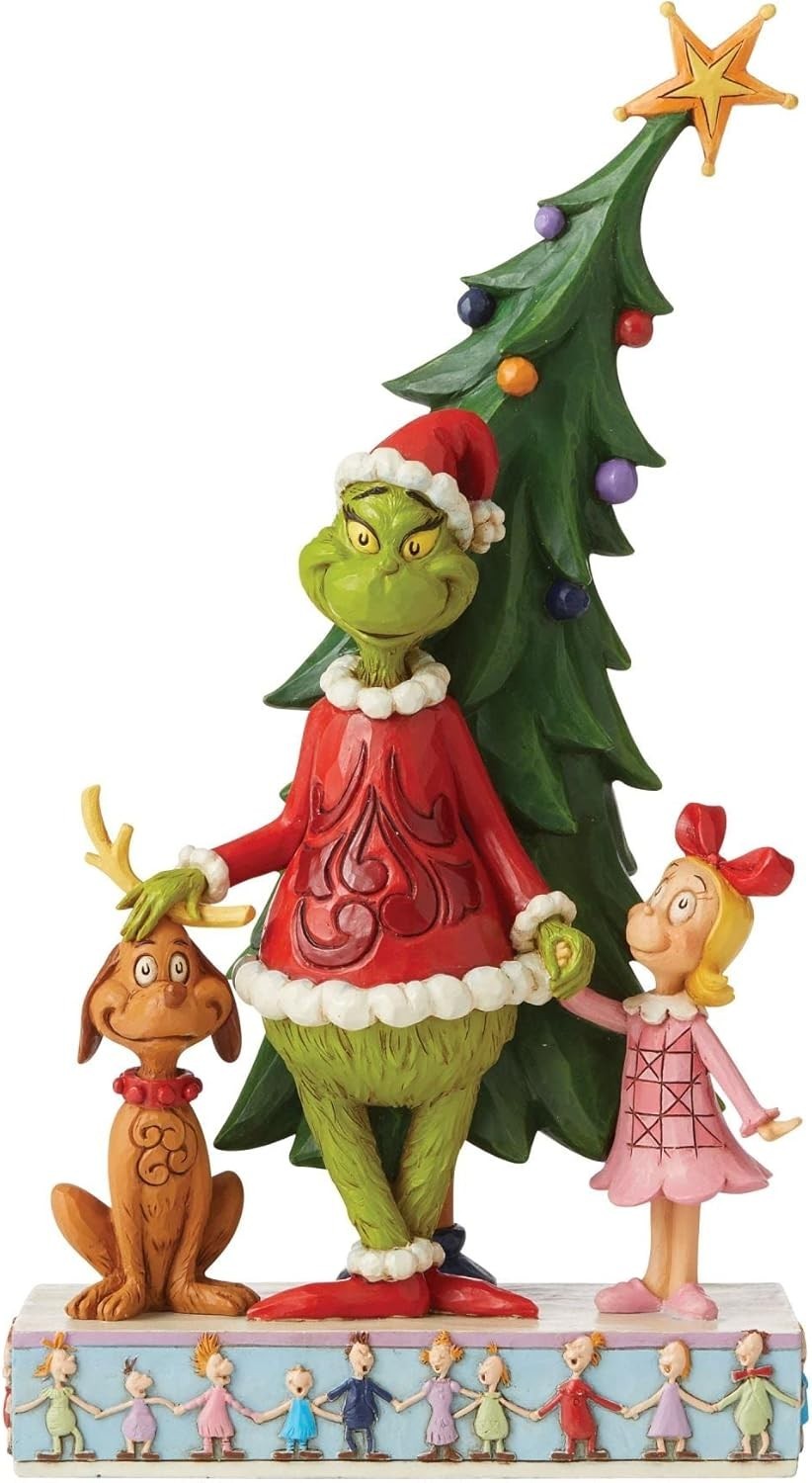 Jim Shore The Grinch Max and Cindy with Christmas Tree Figurine 6006567 NEW T