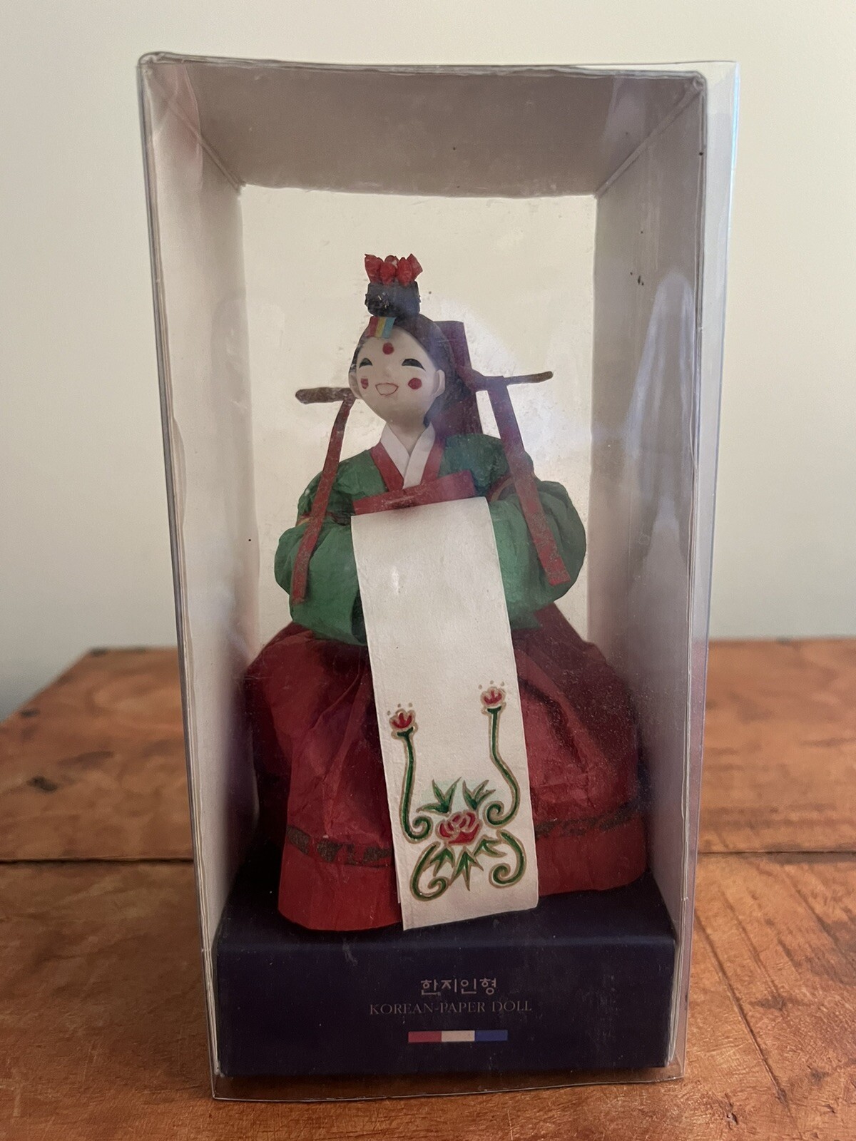Korean Poom Paper Doll Traditional Hanbok Clothing Figurine In Box