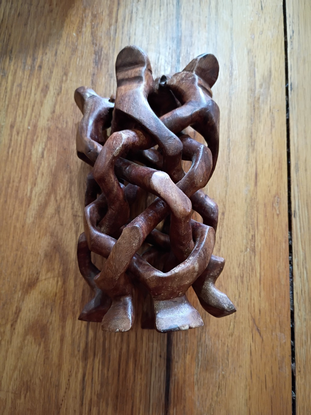 Interlocking 5 Wood Camel Stand / Pedestal Handcrafted Teak Wood Brown